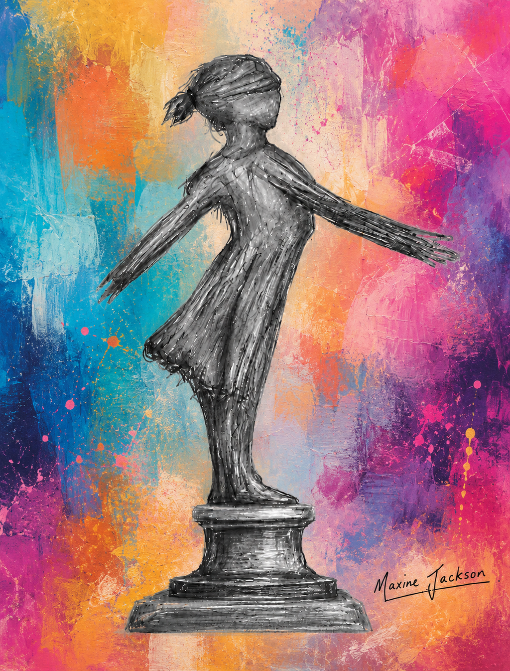 Standing Strong – Colourful Abstract Figurative Art by Maxine Jackson