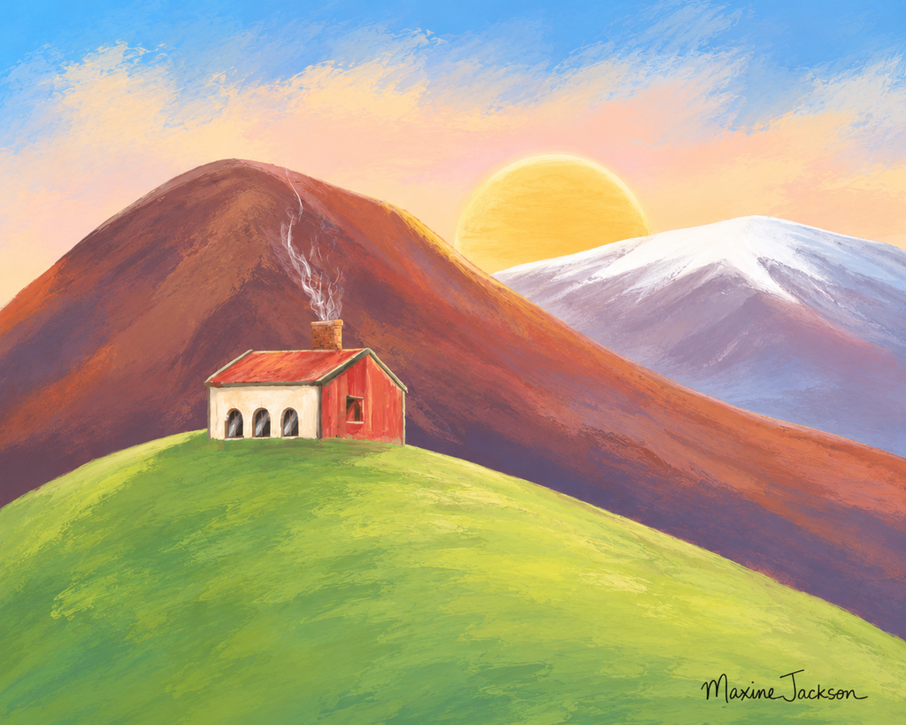 Morning Light on the Hill  Original Painting Instant Digital Download