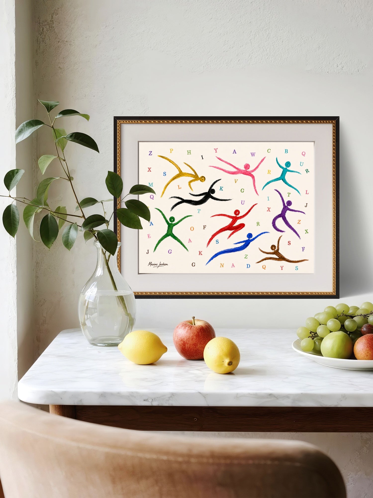 Alphabet in Motion – Colourful Abstract Figurative Art Print