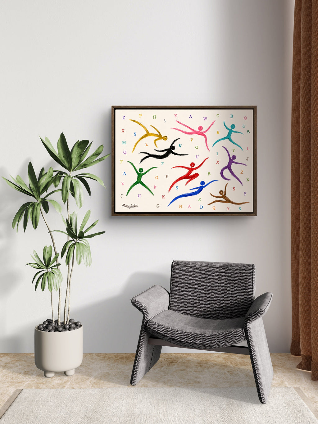 Alphabet in Motion – Colourful Abstract Figurative Art Print