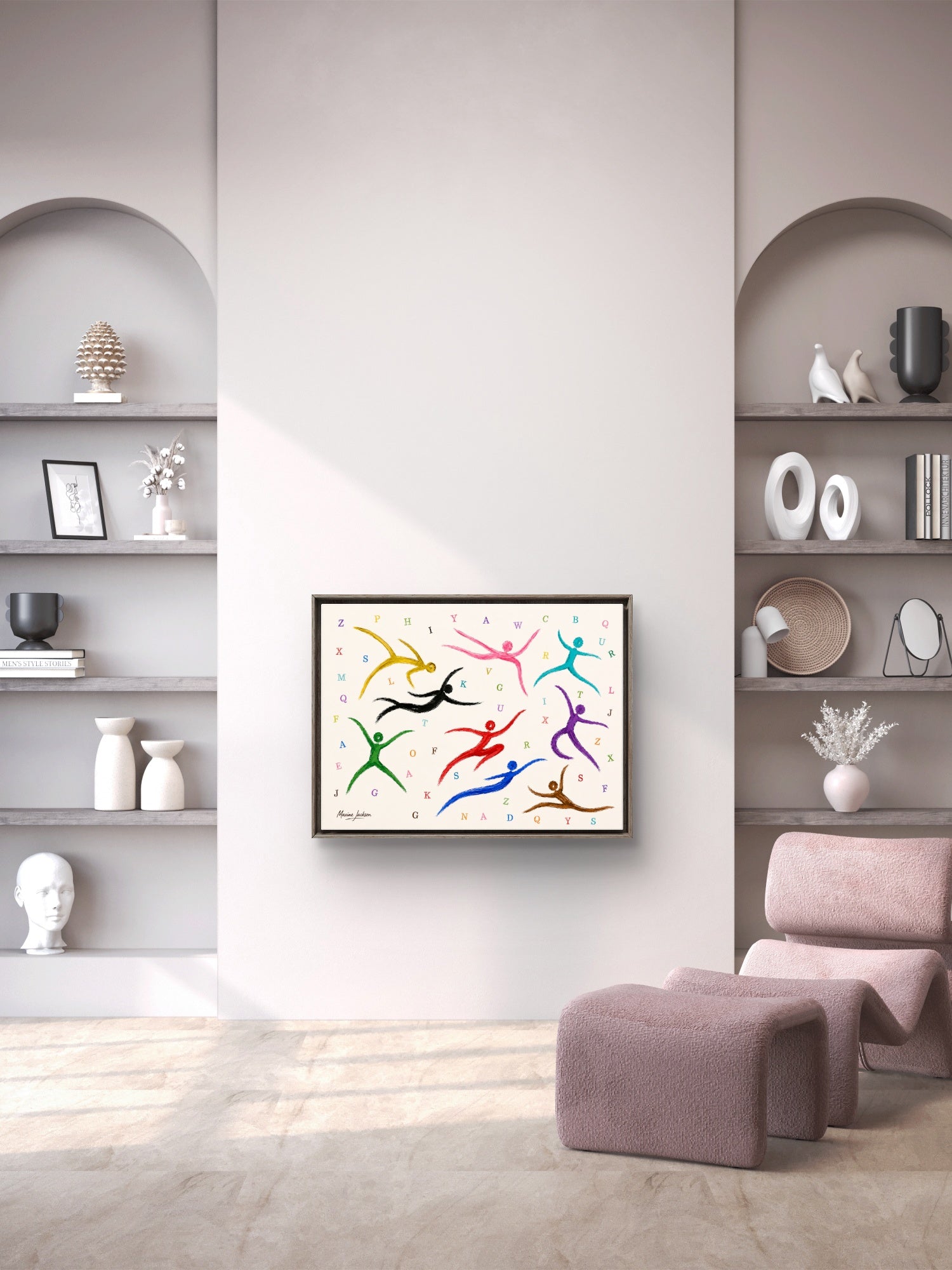 Alphabet in Motion – Colourful Abstract Figurative Art Print