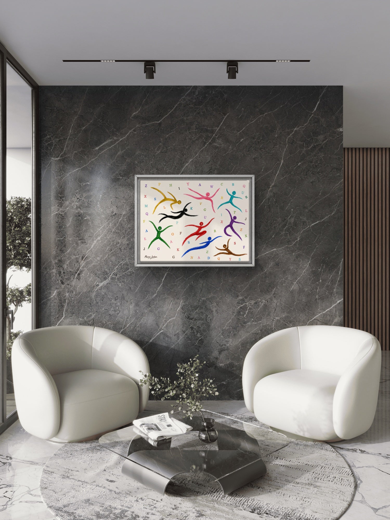 Alphabet in Motion – Colourful Abstract Figurative Art Print
