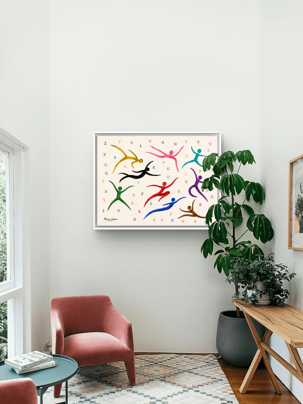 Alphabet in Motion – Colourful Abstract Figurative Art Print