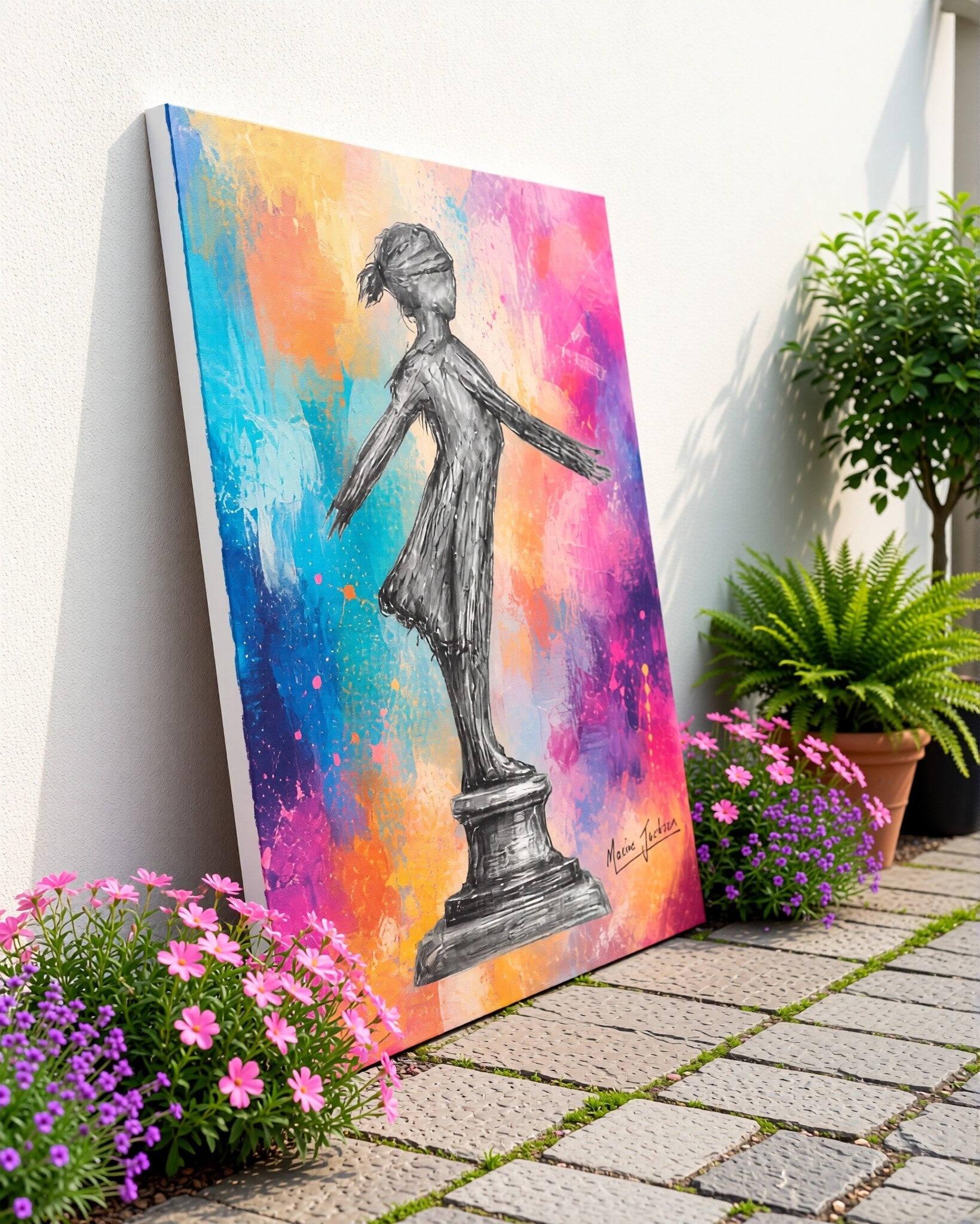 Standing Strong – Colourful Abstract Figurative Art by Maxine Jackson