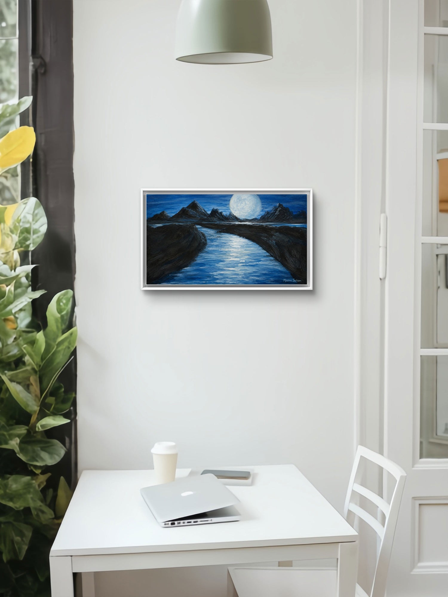 Moonlit Passage – Original Acrylic Moonlit Mountain Landscape - Printable Wall Art