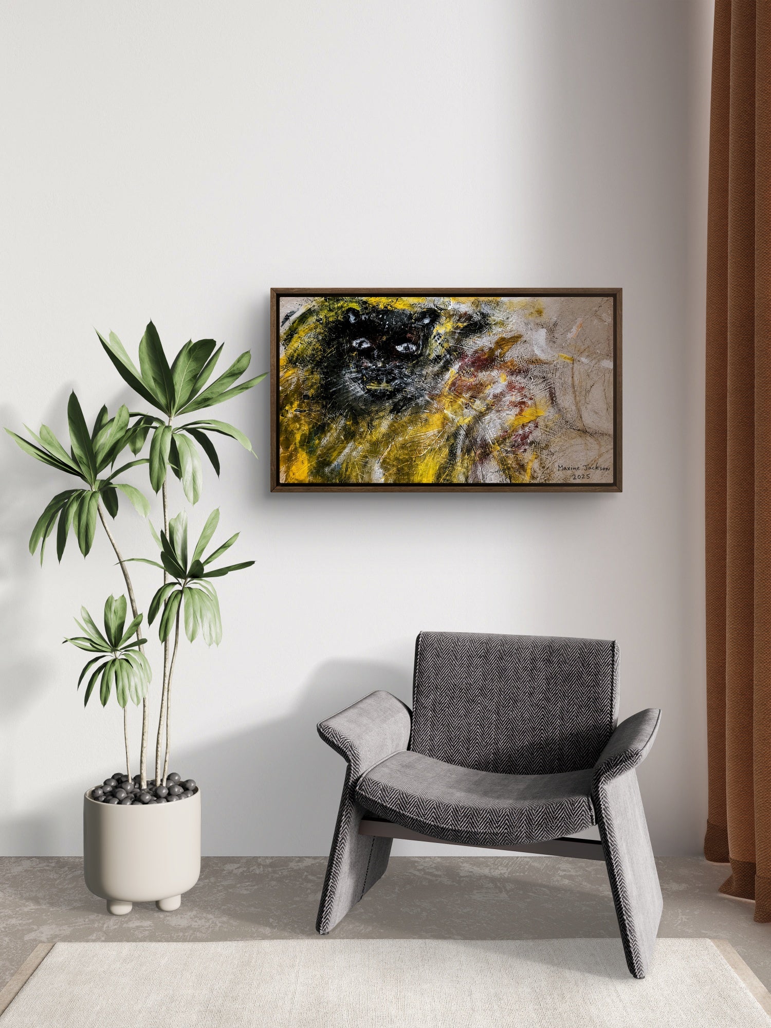 🖤 Black Panther Rising – Abstract Contemporary Wall Art Digital Download