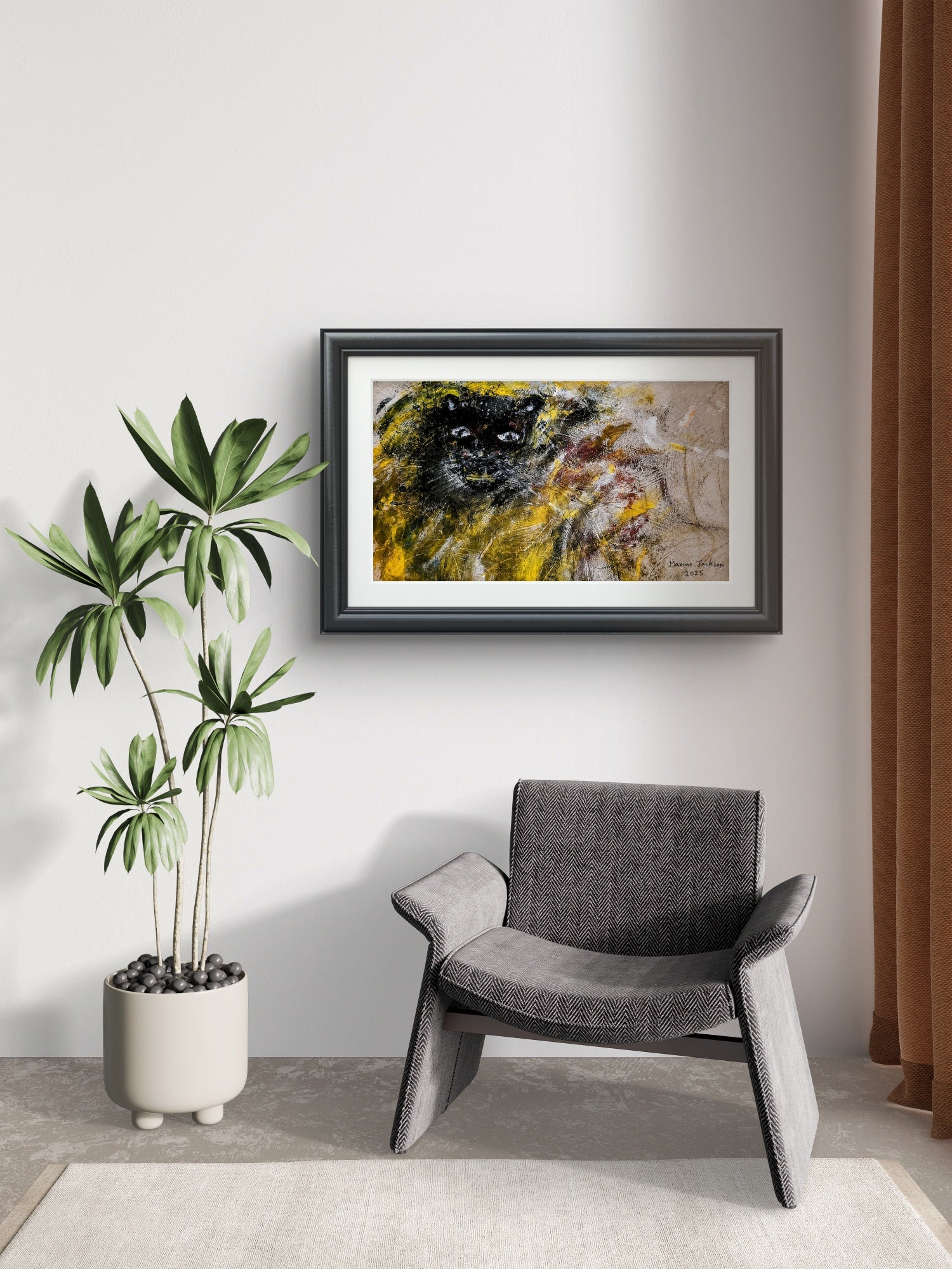 🖤 Black Panther Rising – Abstract Contemporary Wall Art Digital Download