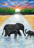 Mother & Baby Elephant – Original Digital Artwork by Maxine Jackson