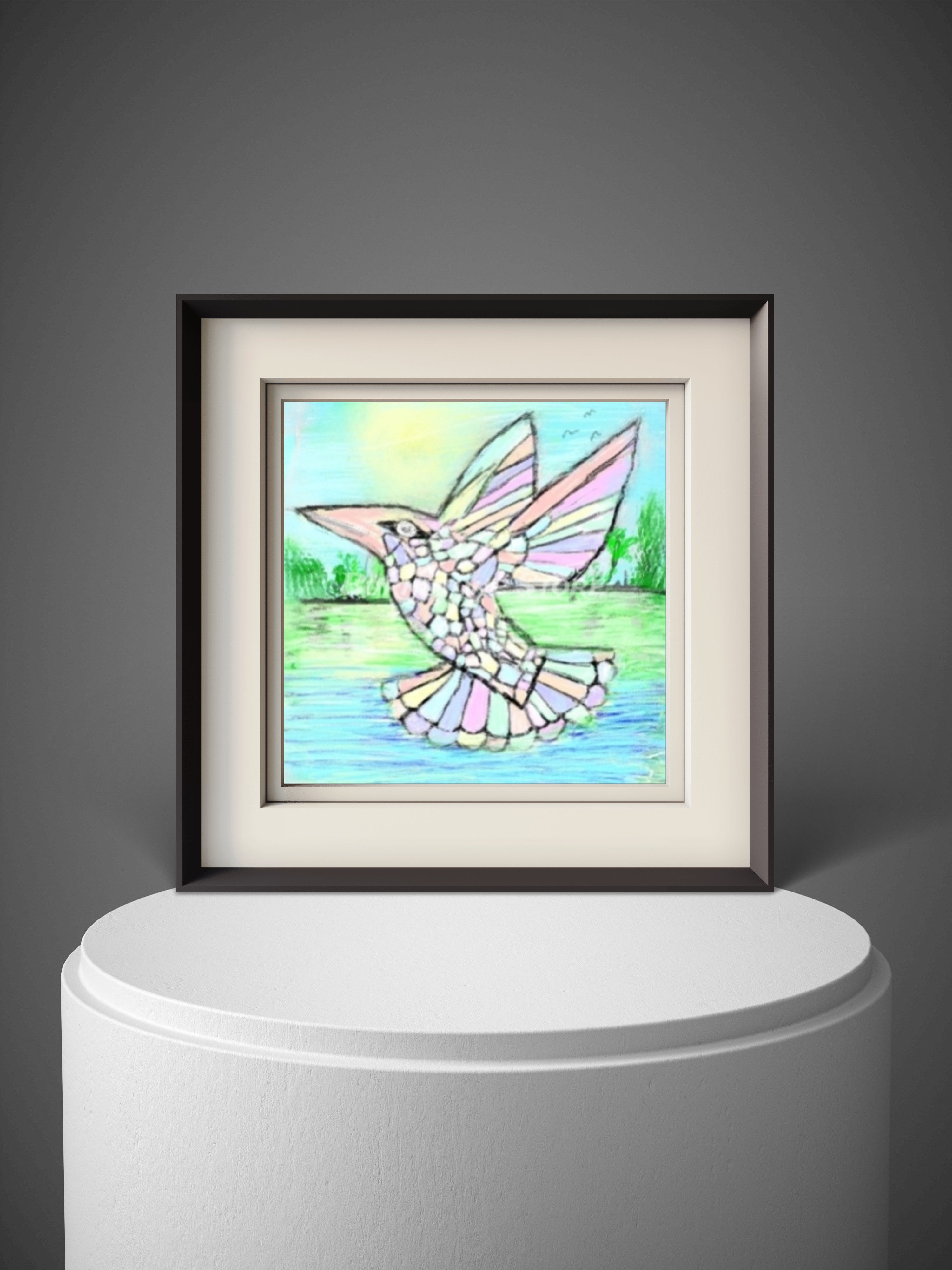 Beautiful Pastel Hummingbird – Original Digital Artwork