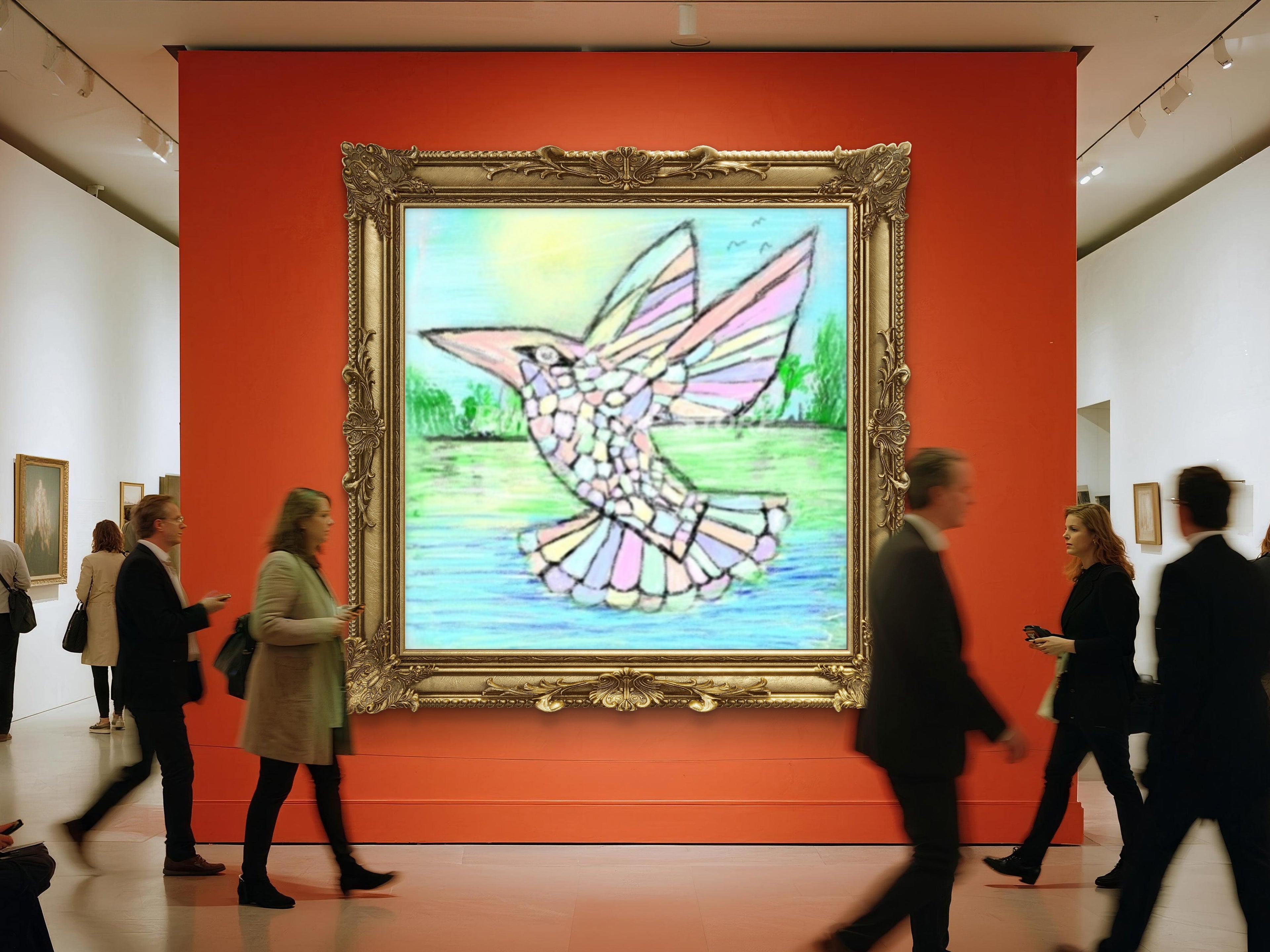Beautiful Pastel Hummingbird – Original Digital Artwork