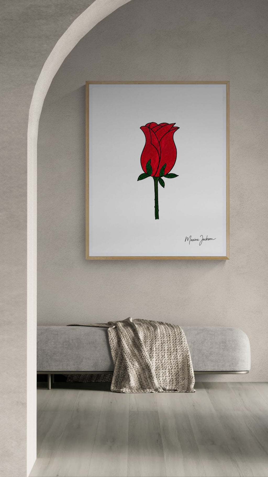 The Promise Rose – Original Hand-Drawn Acrylic Artwork - Digital Download