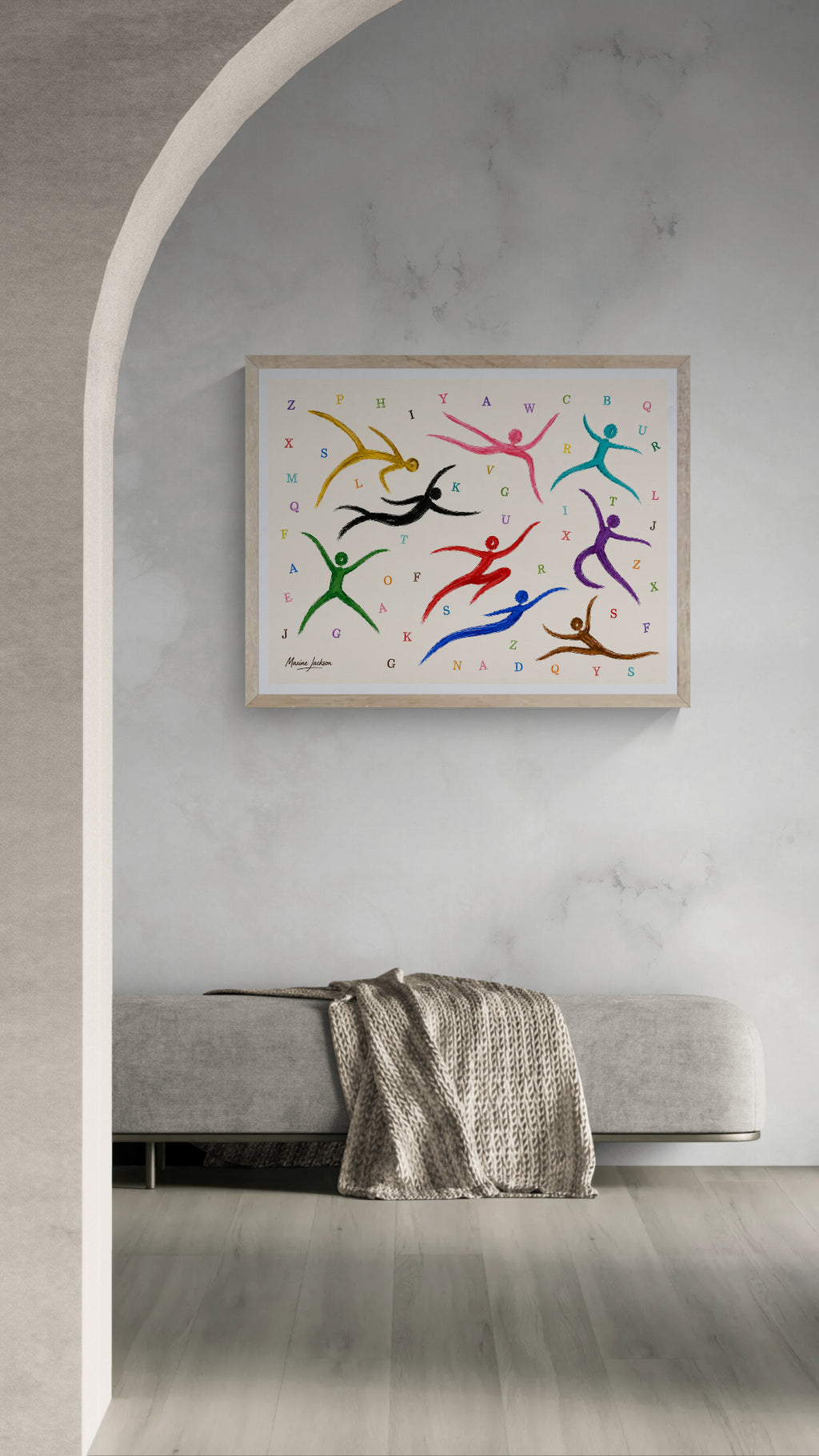 Alphabet in Motion – Colourful Abstract Figurative Art Print