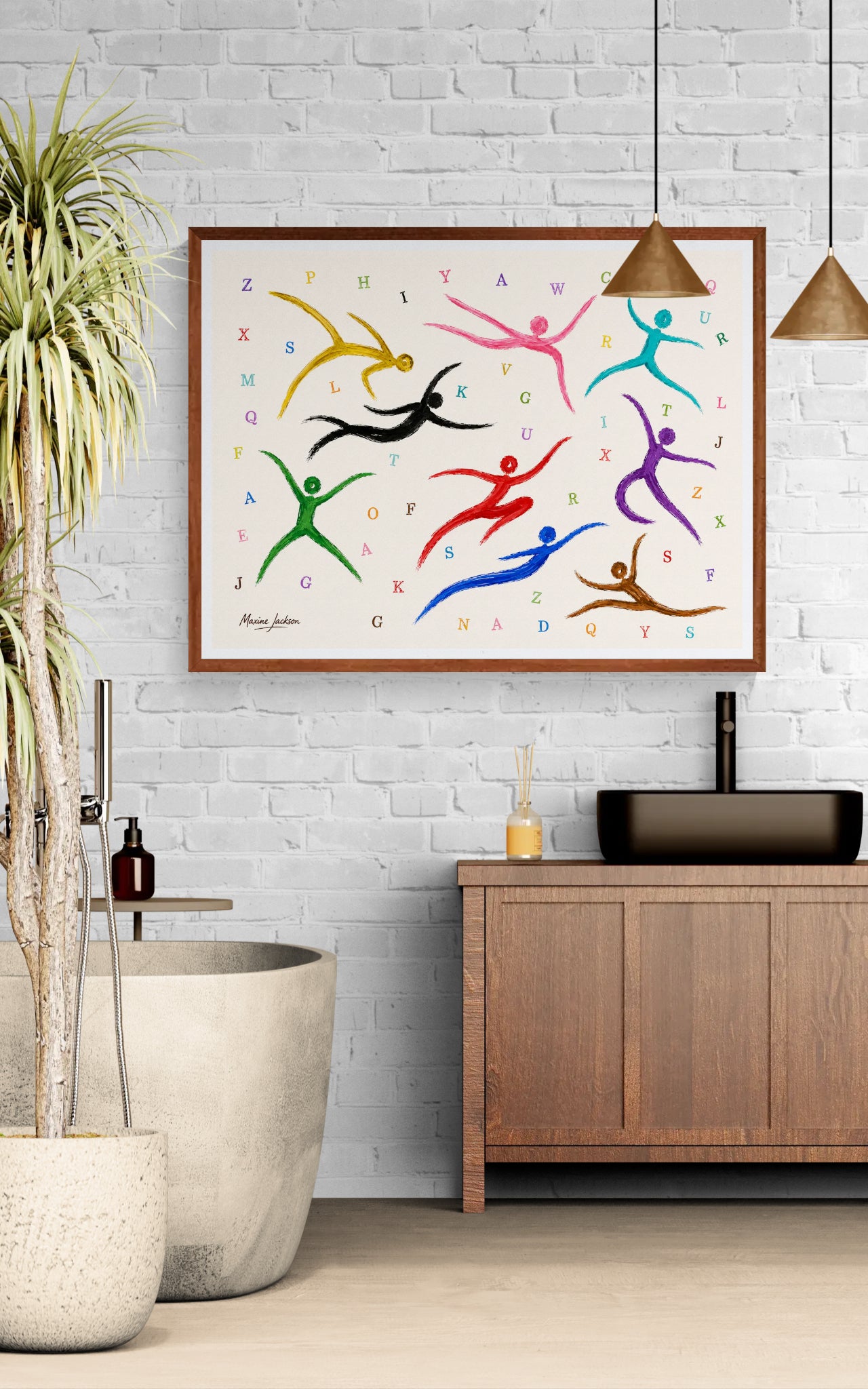 Alphabet in Motion – Colourful Abstract Figurative Art Print
