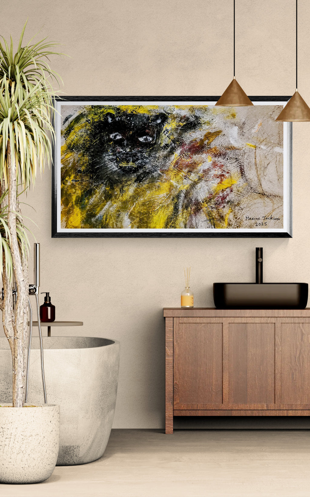 🖤 Black Panther Rising – Abstract Contemporary Wall Art Digital Download