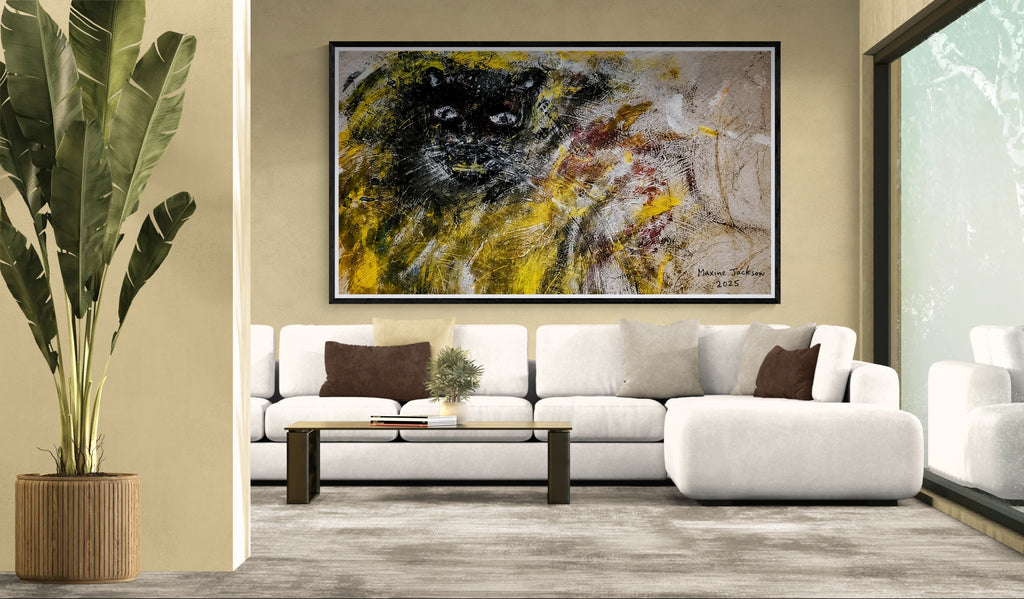 🖤 Black Panther Rising – Abstract Contemporary Wall Art Digital Download