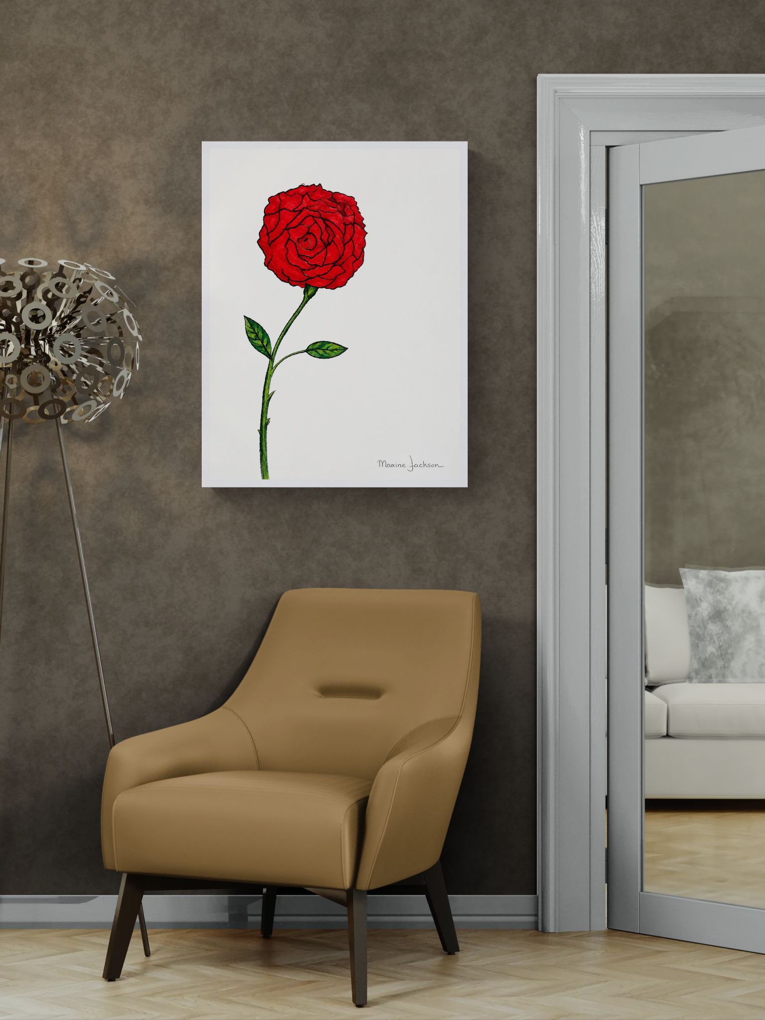 Scarlet Rose Printable Wall Art Red Rose Digital Download Maxine Jackson