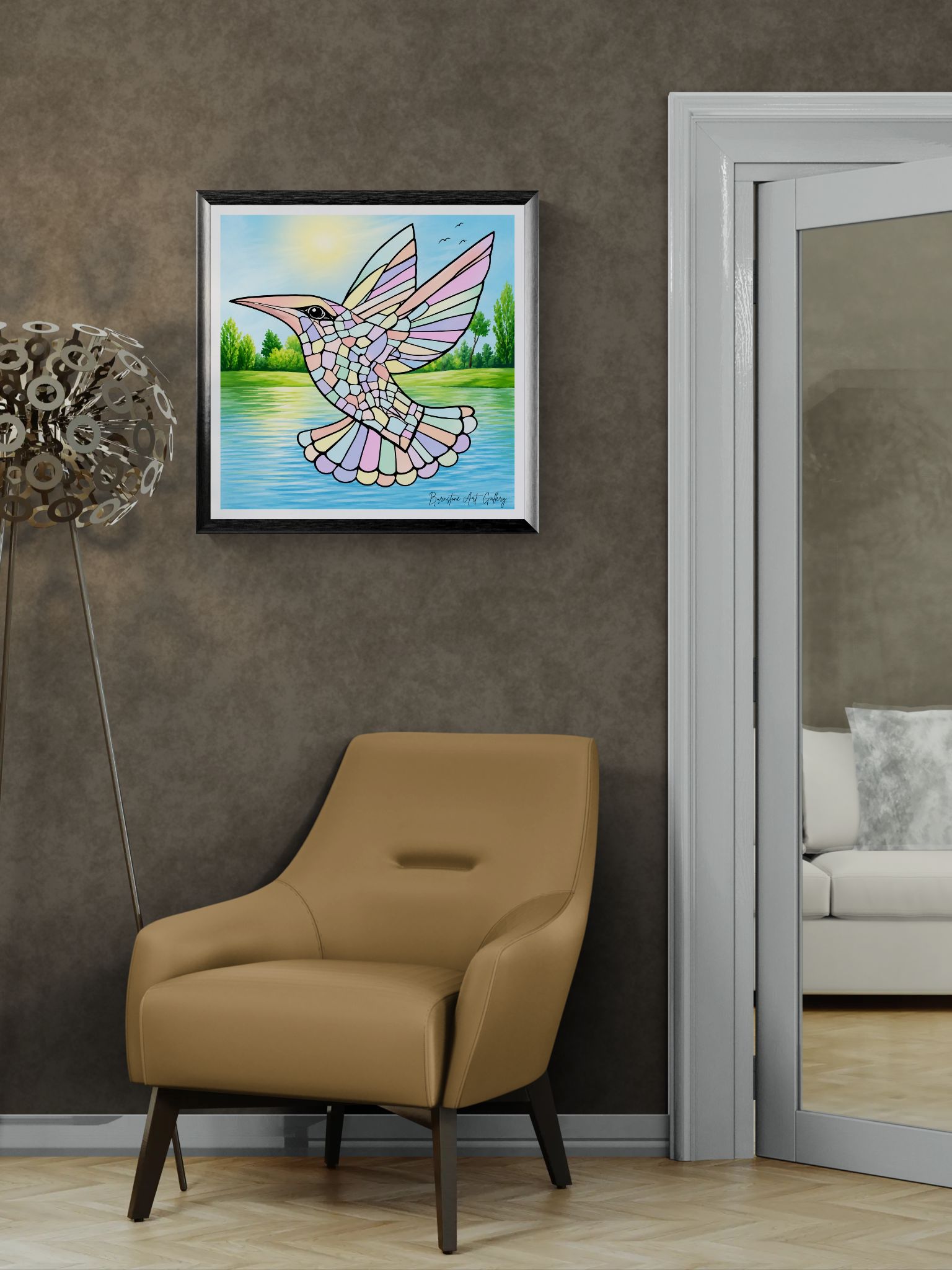 Graceful Hummingbird – Original Mosaic Artwork  / Caribbean-Inspired Digital Download