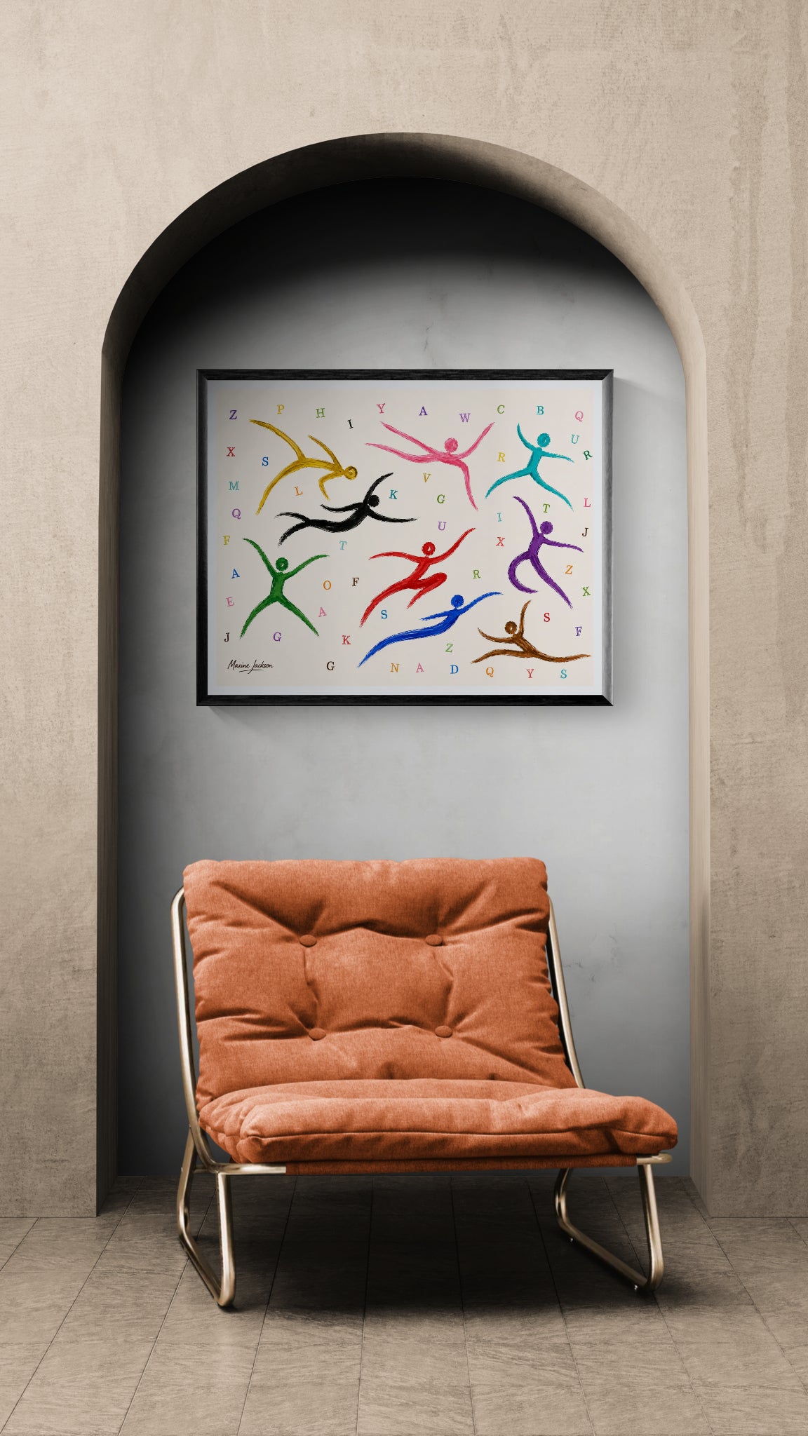 Alphabet in Motion – Colourful Abstract Figurative Art Print