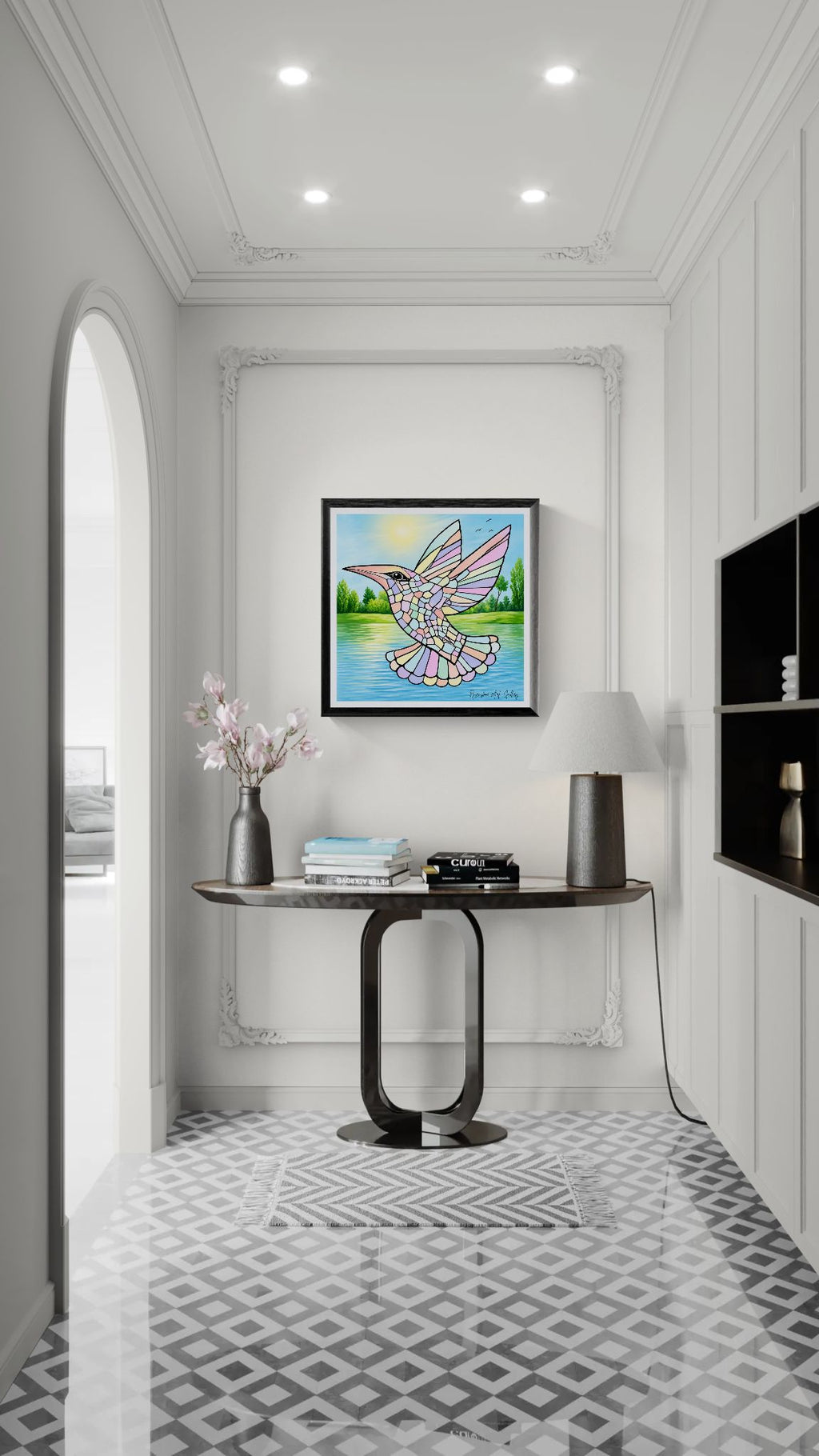 Graceful Hummingbird – Original Mosaic Artwork  / Caribbean-Inspired Digital Download