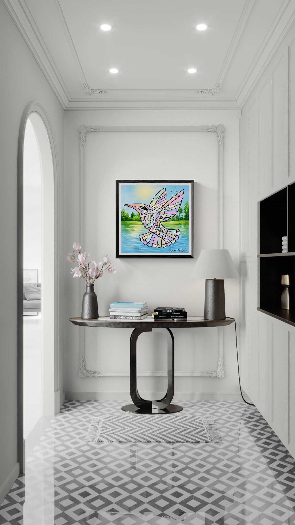 Graceful Hummingbird – Original Mosaic Artwork  / Caribbean-Inspired Digital Download