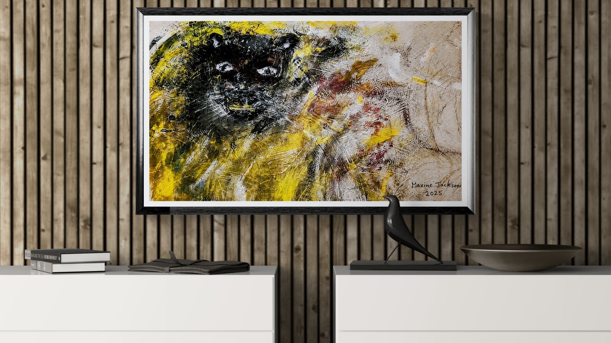 🖤 Black Panther Rising – Abstract Contemporary Wall Art Digital Download