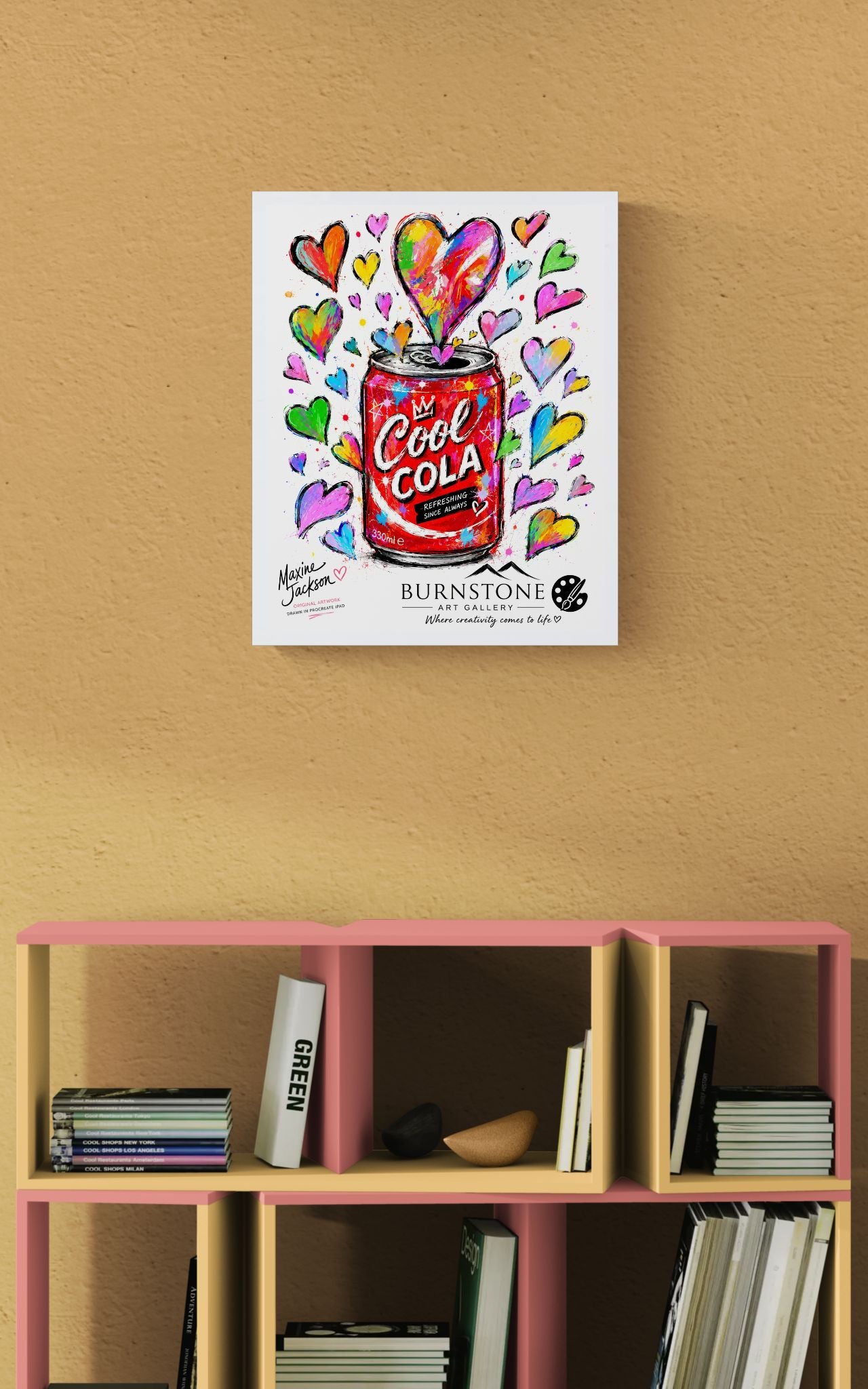 Cool Cola – Original Pop Art Digital Artwork | Colourful Hearts