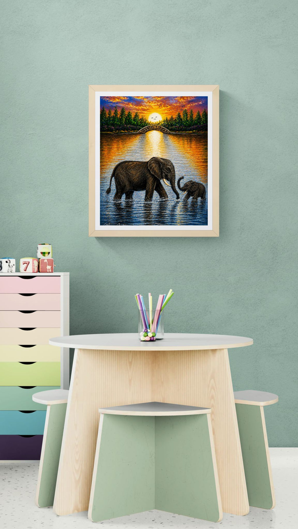 Mother & Baby Elephant – Printable Download