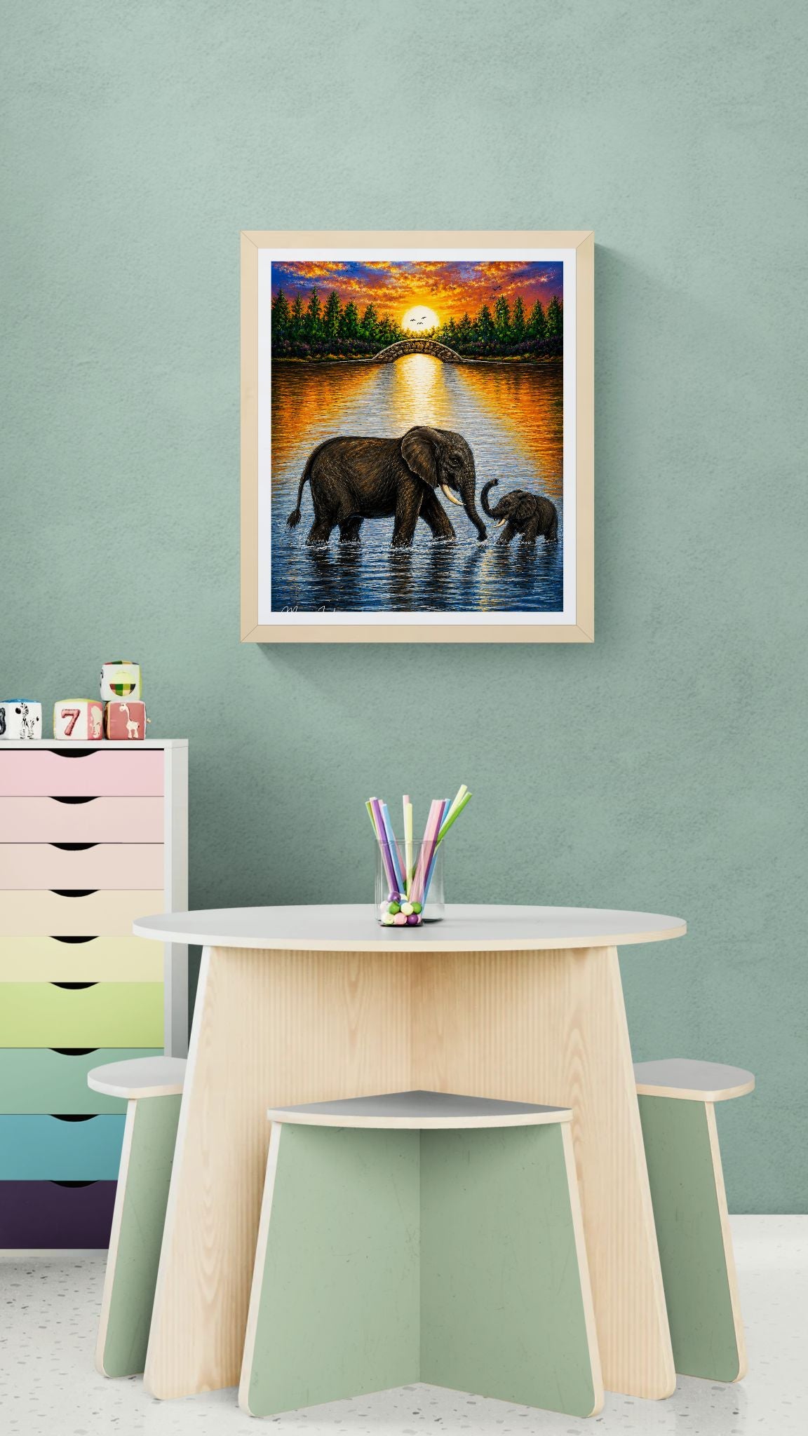 Mother & Baby Elephant – Printable Download