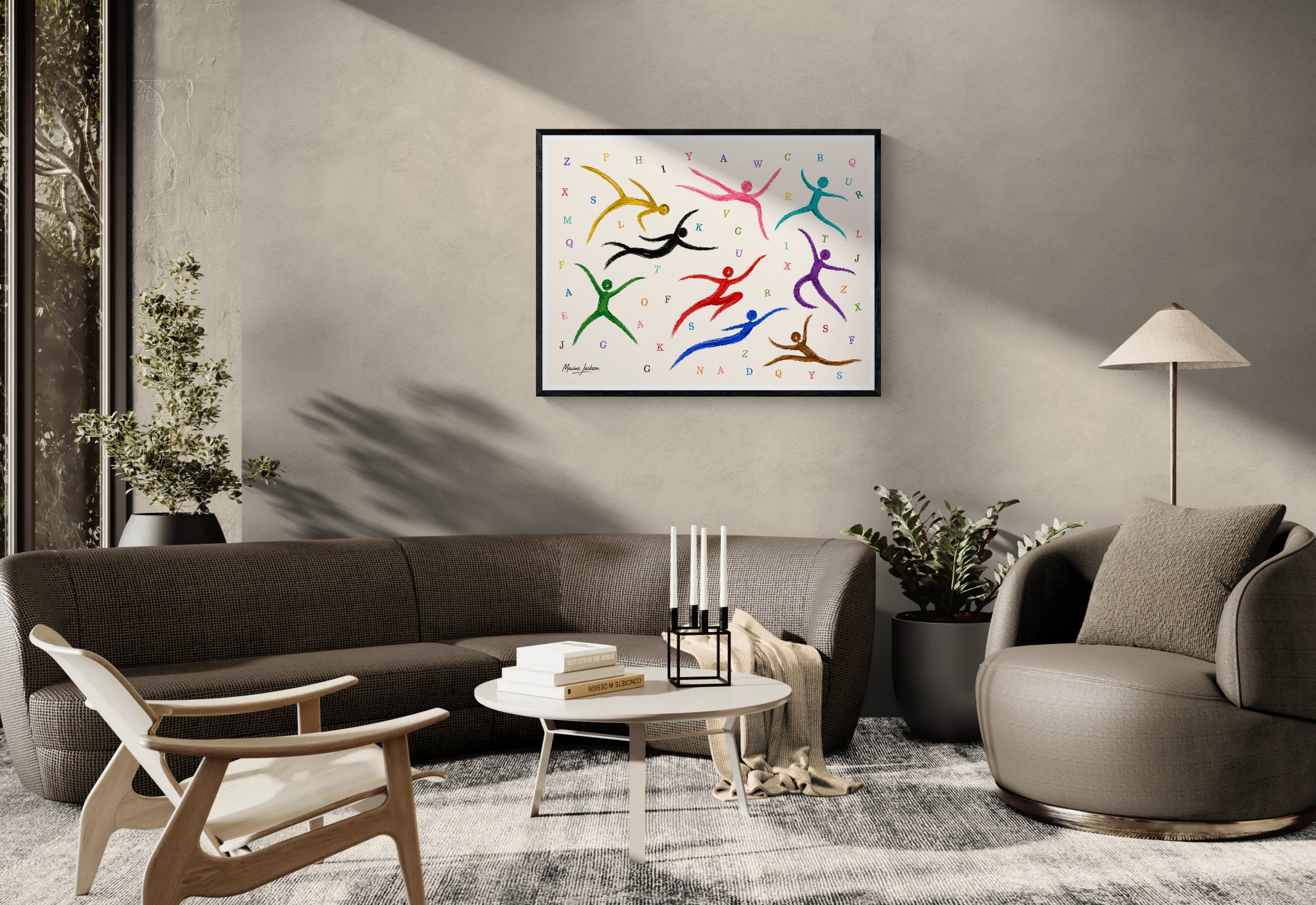 Alphabet in Motion – Colourful Abstract Figurative Art Print