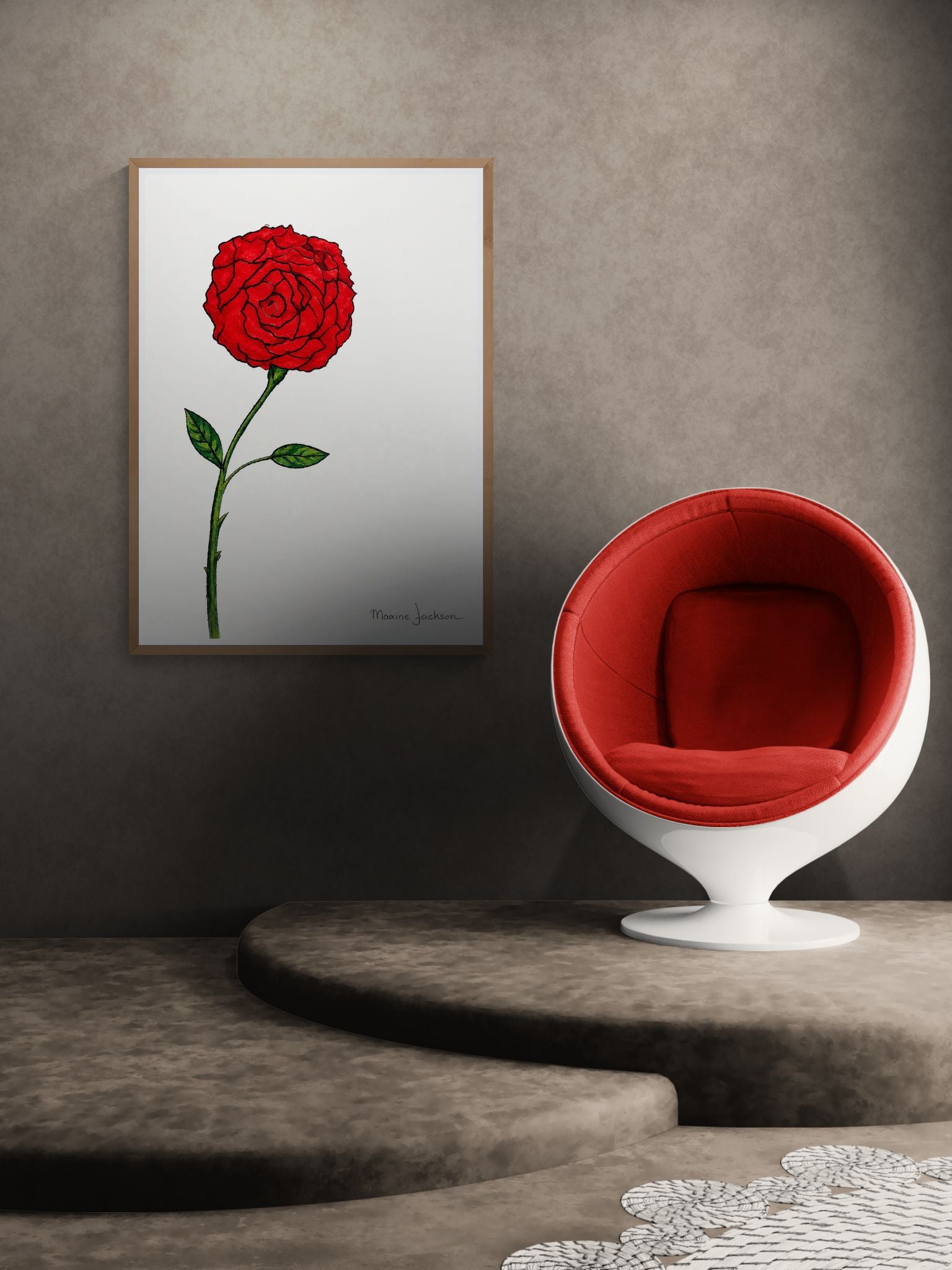 Scarlet Rose Printable Wall Art Red Rose Digital Download Maxine Jackson