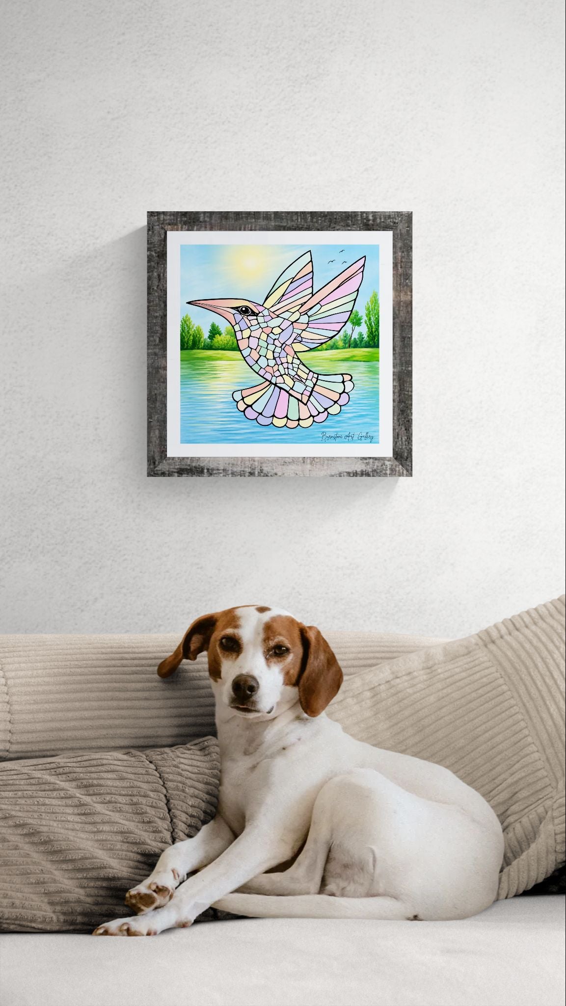 Graceful Hummingbird – Original Mosaic Artwork  / Caribbean-Inspired Digital Download