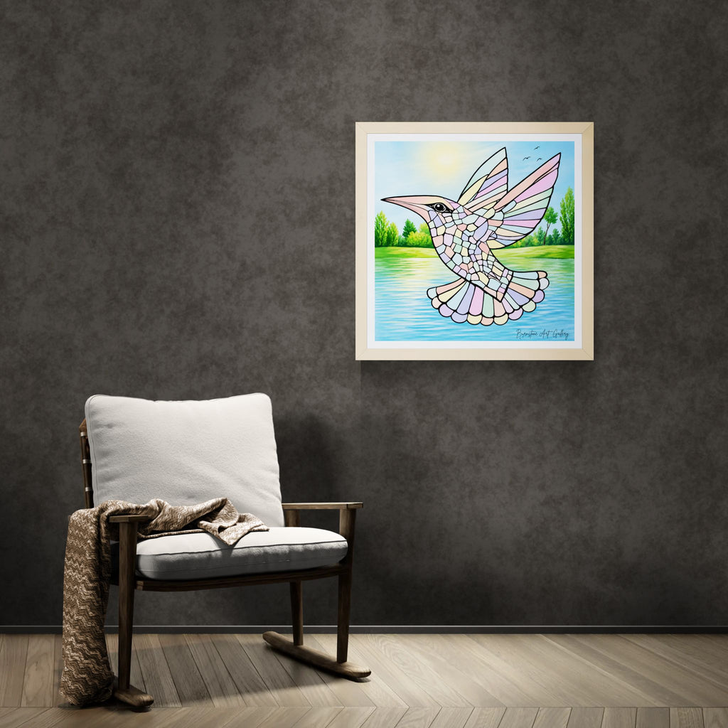 Graceful Hummingbird – Original Mosaic Artwork  / Caribbean-Inspired Digital Download