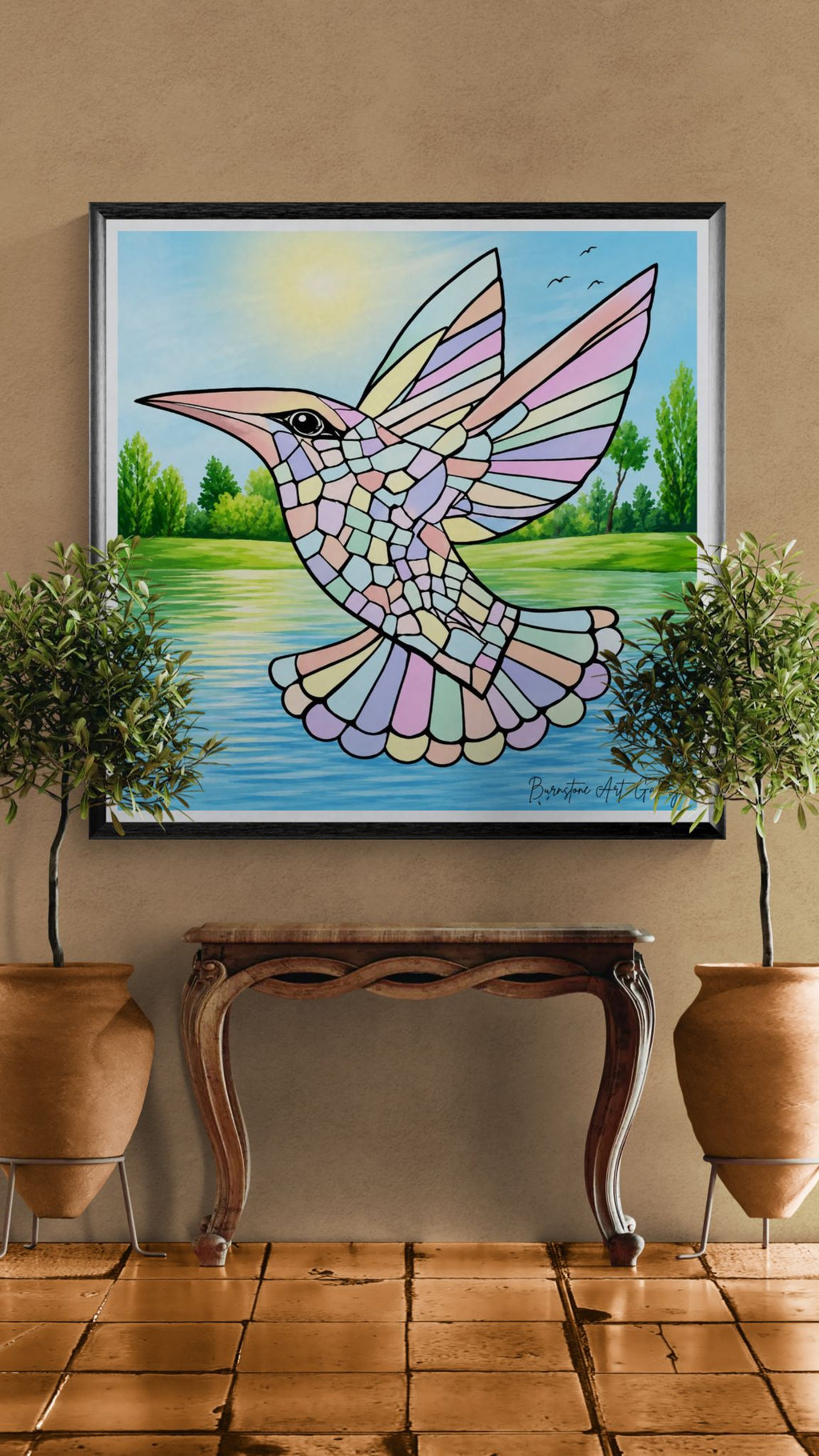 Graceful Hummingbird – Original Mosaic Artwork  / Caribbean-Inspired Digital Download