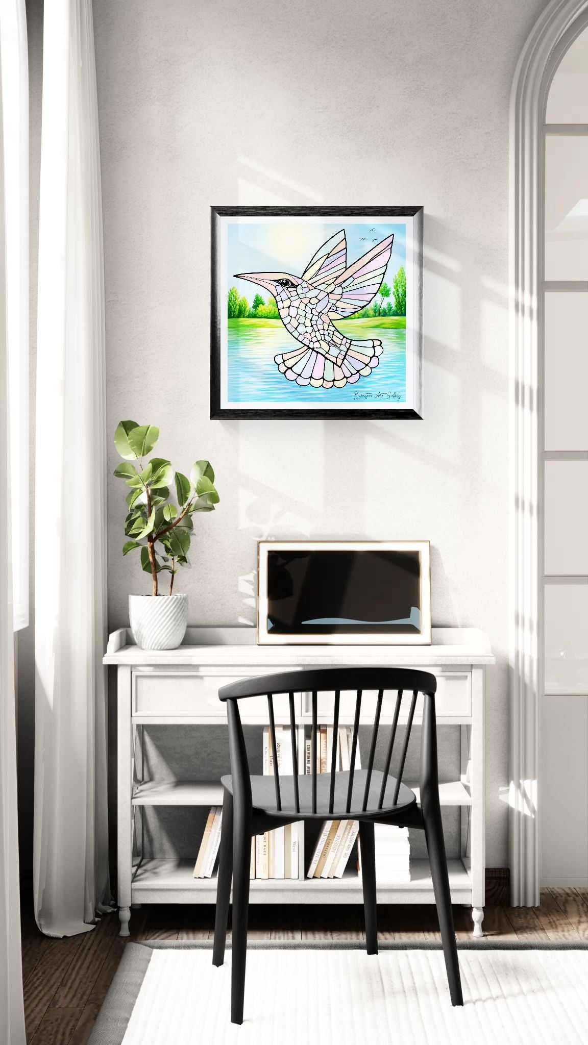 Graceful Hummingbird – Original Mosaic Artwork  / Caribbean-Inspired Digital Download
