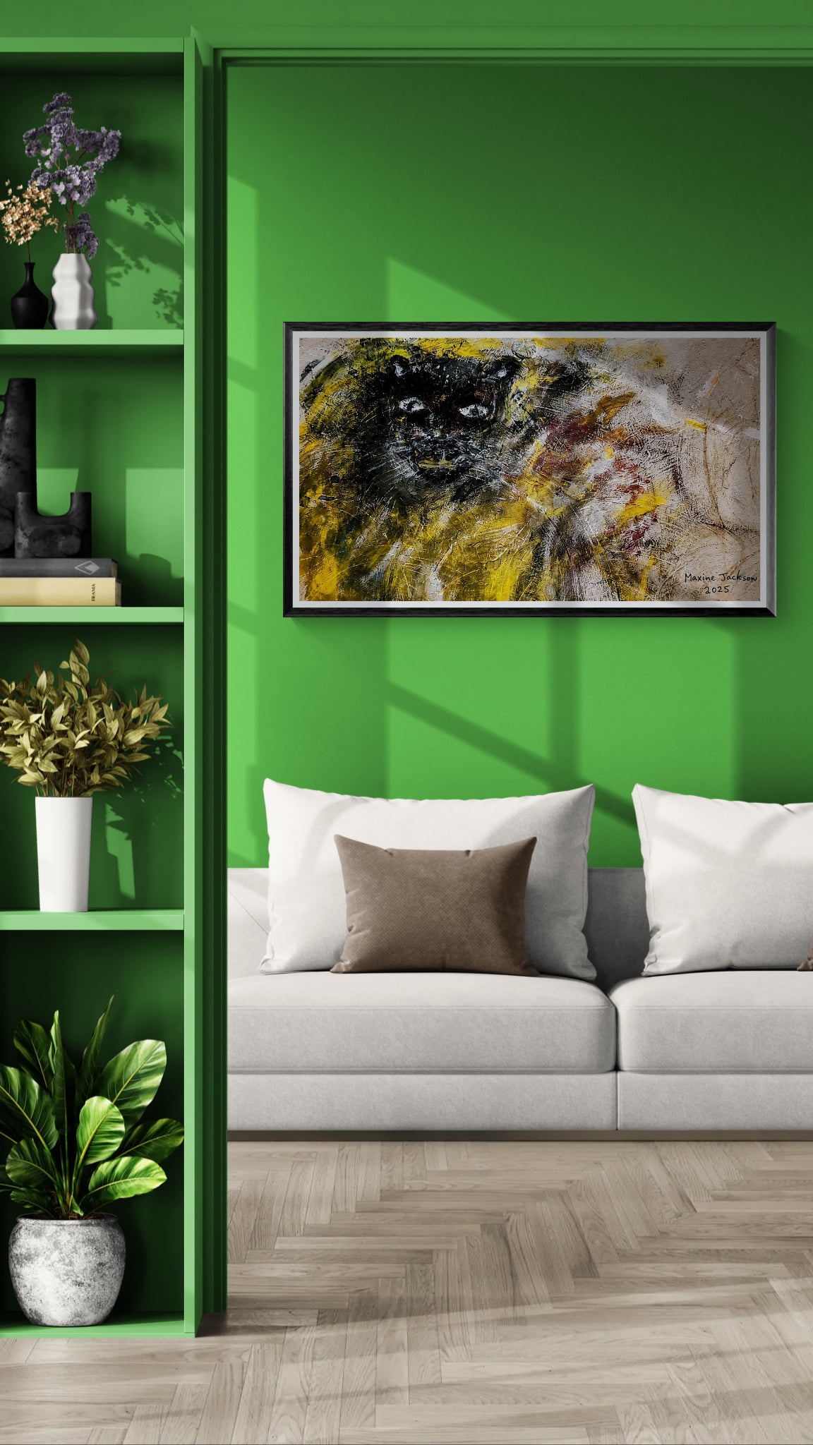 🖤 Black Panther Rising – Abstract Contemporary Wall Art Digital Download