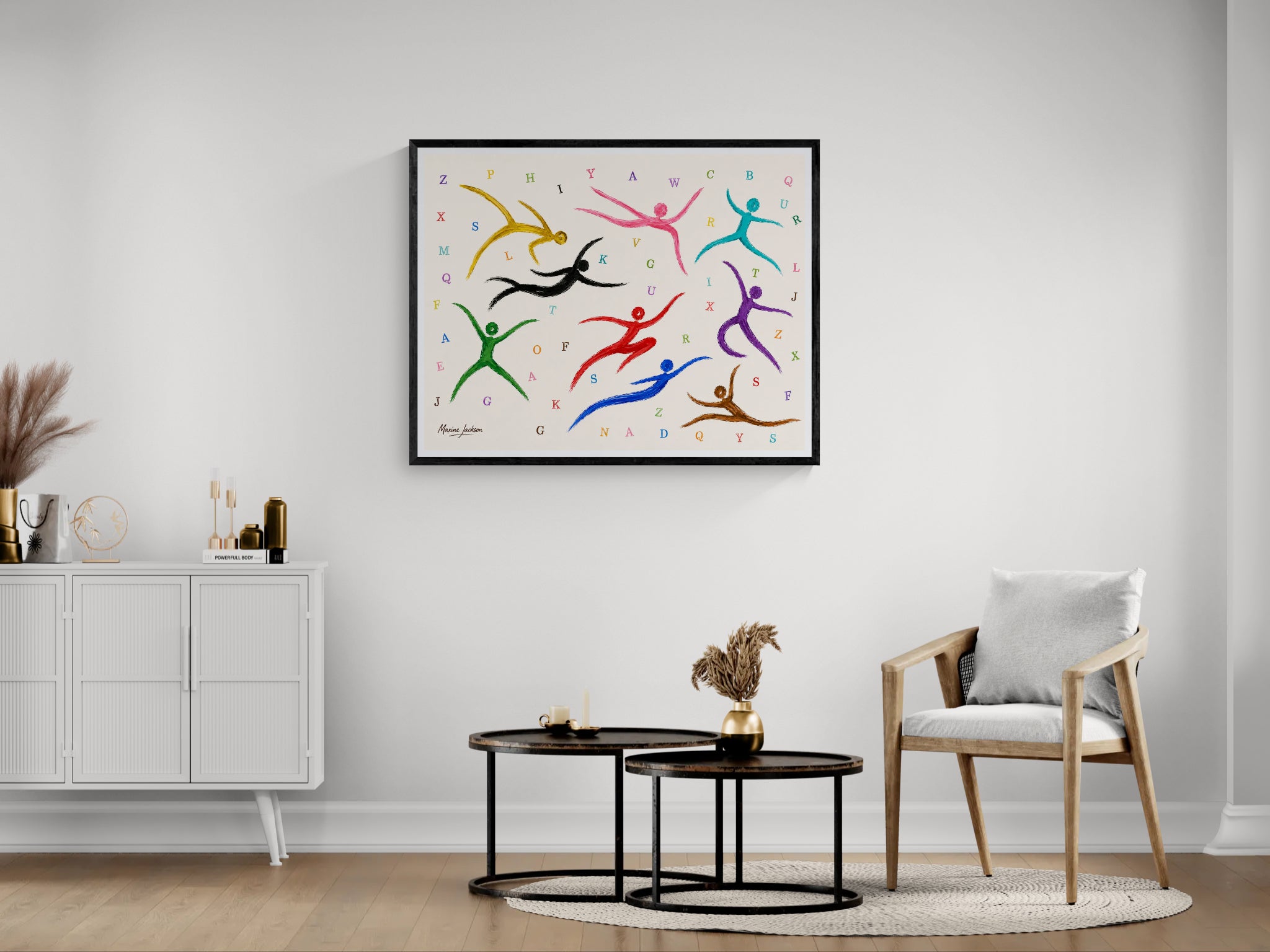 Alphabet in Motion – Colourful Abstract Figurative Art Print