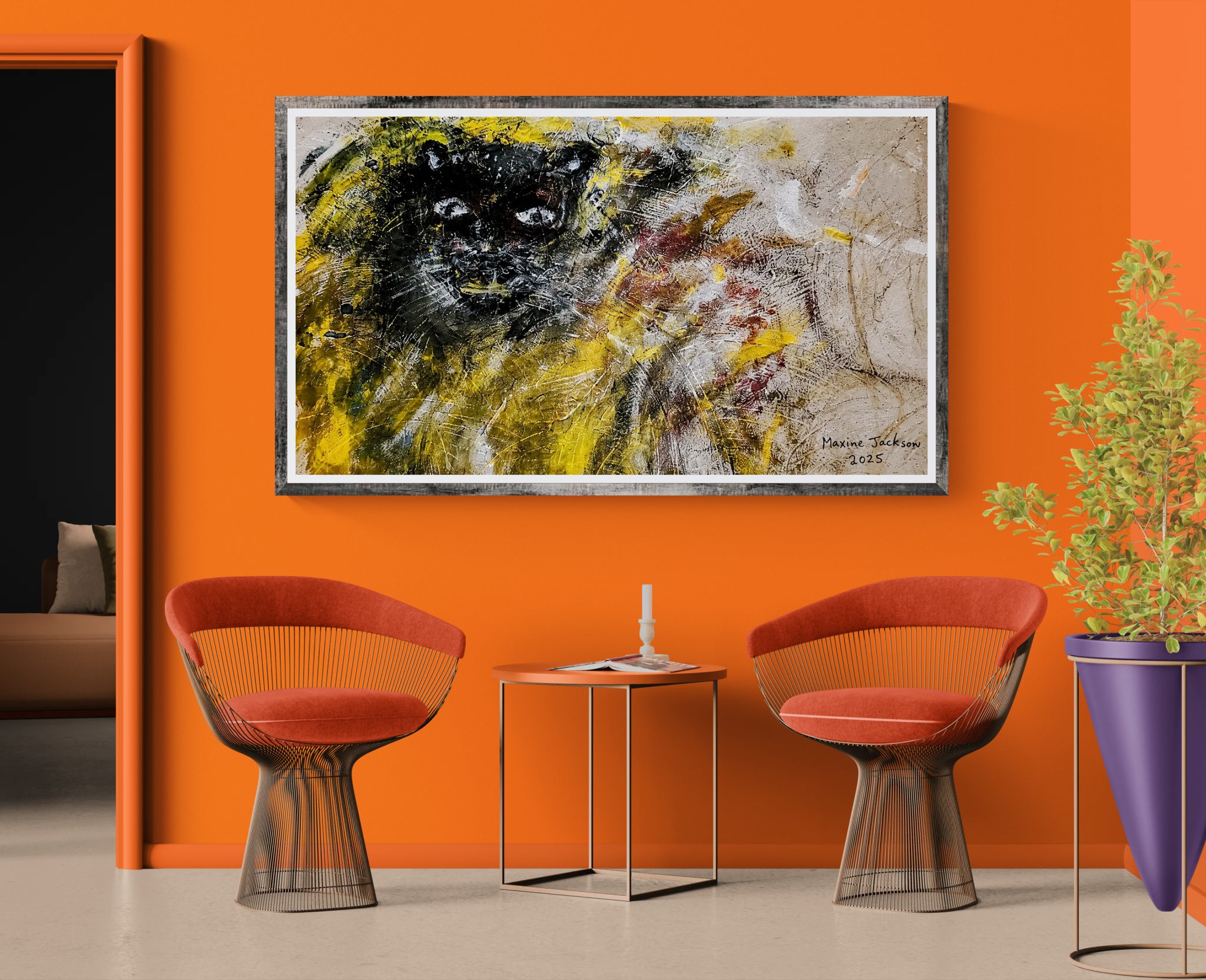 🖤 Black Panther Rising – Abstract Contemporary Wall Art Digital Download