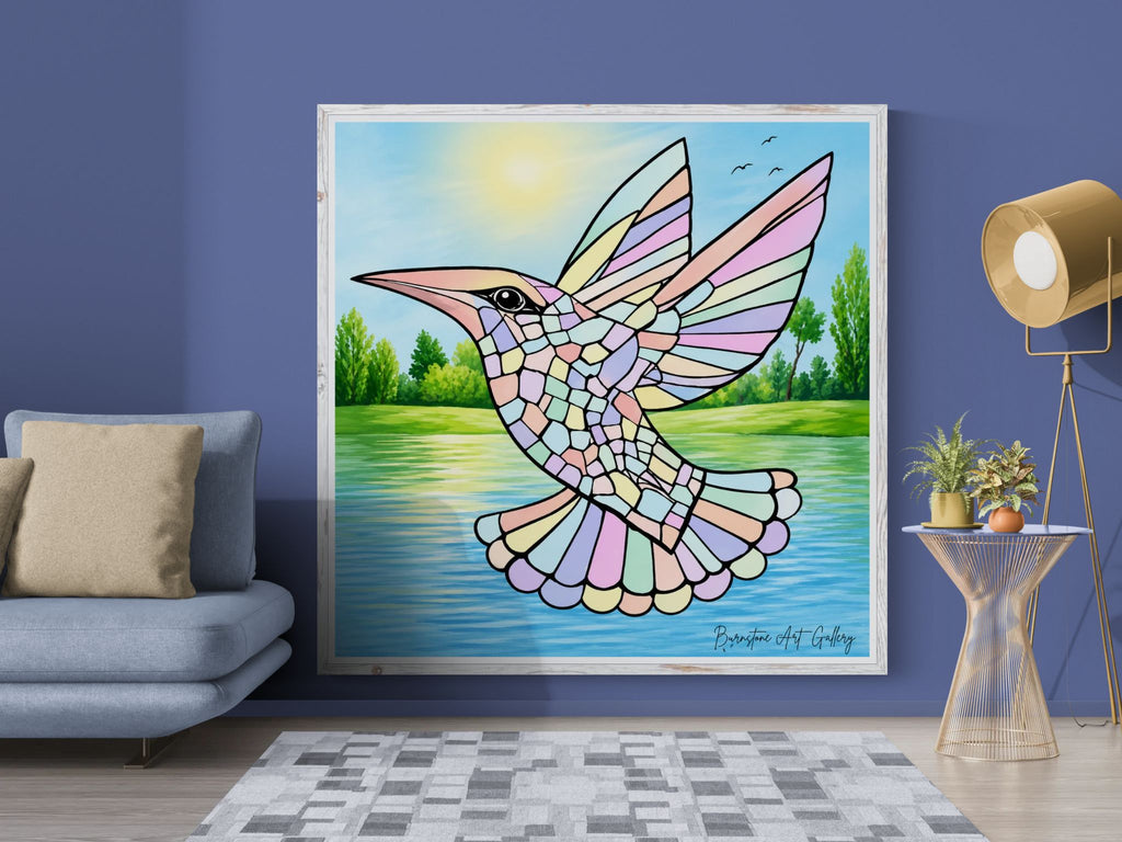 Graceful Hummingbird – Original Mosaic Artwork  / Caribbean-Inspired Digital Download