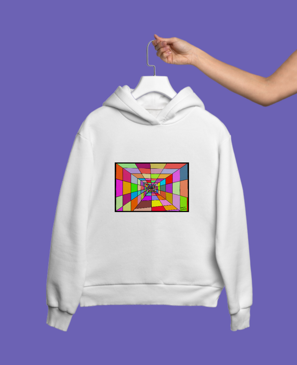 Colourful Distance – Colorful Abstract Perspective Art Print - Geometric Tunnel Wall Art - Digital Download by Maxine Jackson