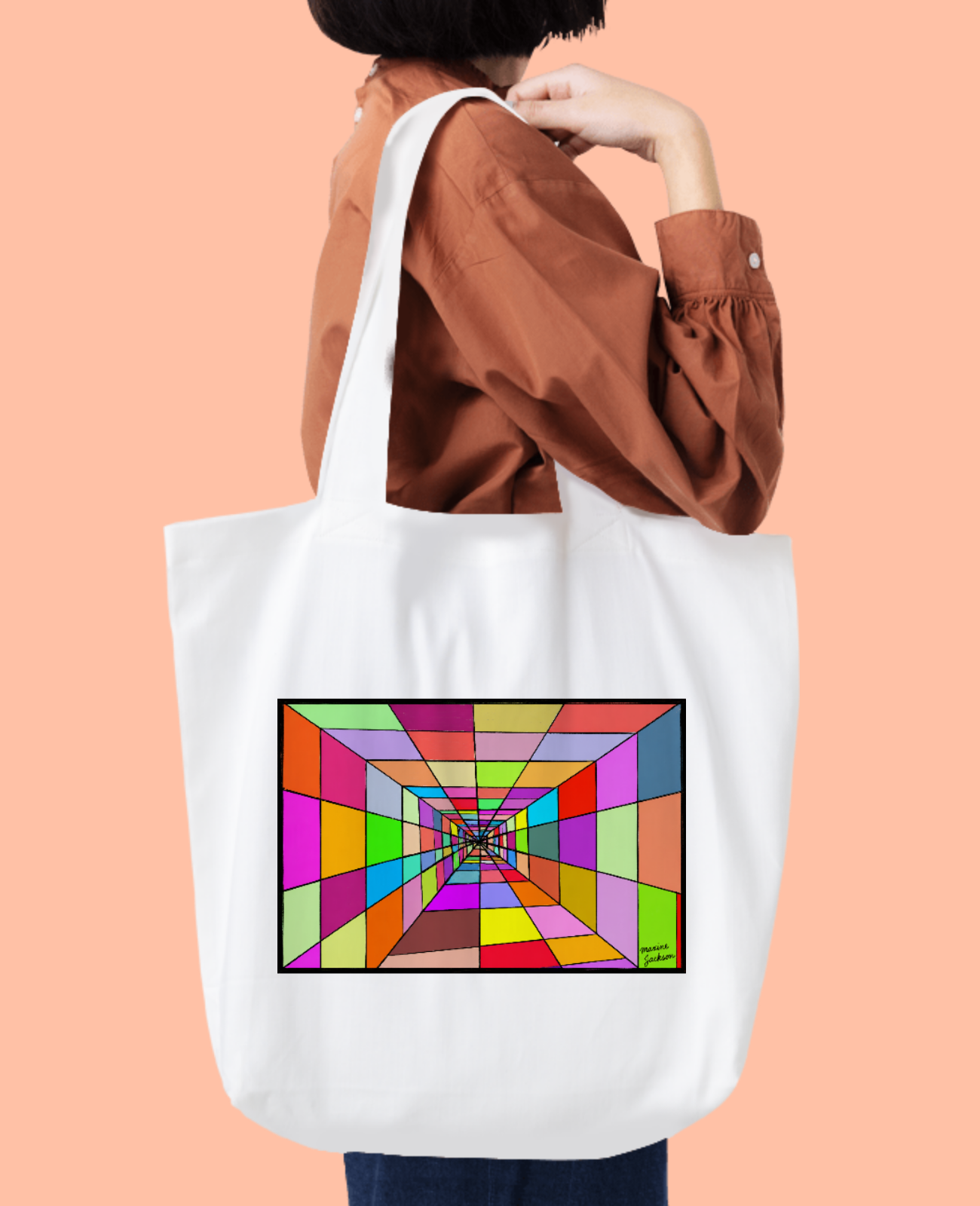 Colourful Distance – Colorful Abstract Perspective Art Print - Geometric Tunnel Wall Art - Digital Download by Maxine Jackson