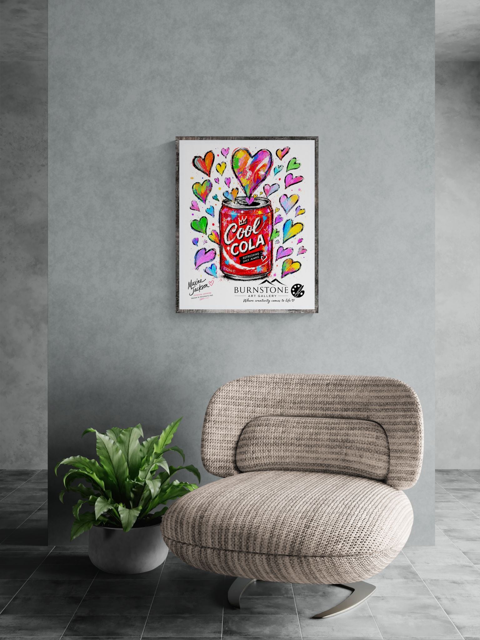 Cool Cola – Original Pop Art Digital Artwork | Colourful Hearts