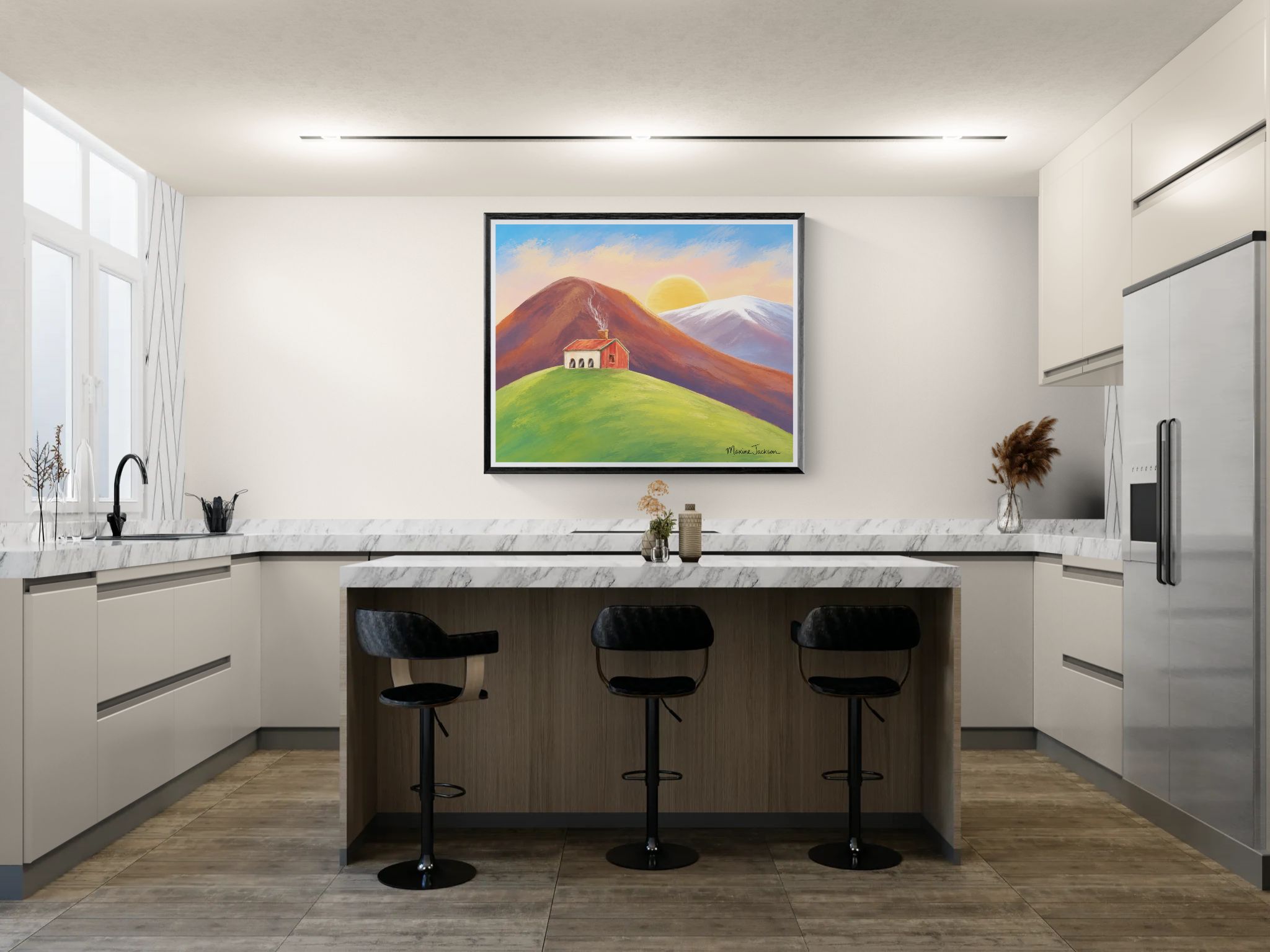 Morning Light on the Hill  Original Painting Instant Digital Download