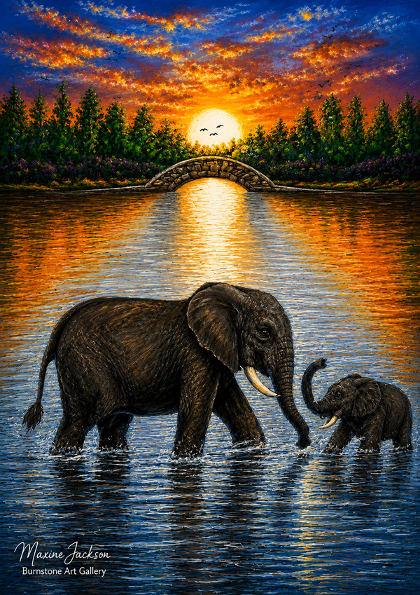 Mother & Baby Elephant – Printable Download