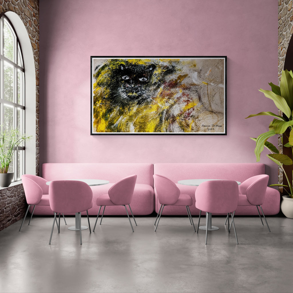 🖤 Black Panther Rising – Abstract Contemporary Wall Art Digital Download