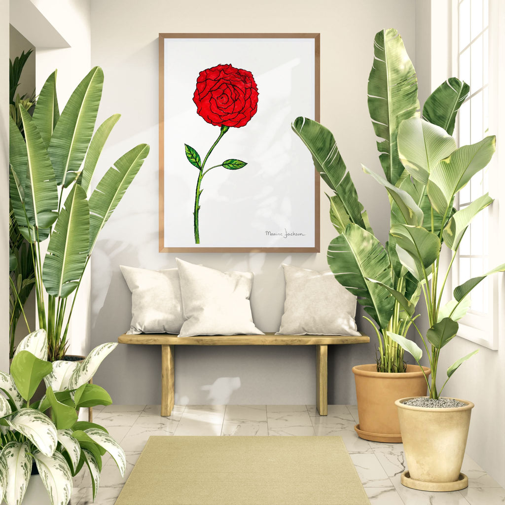 Scarlet Rose Printable Wall Art Red Rose Digital Download Maxine Jackson