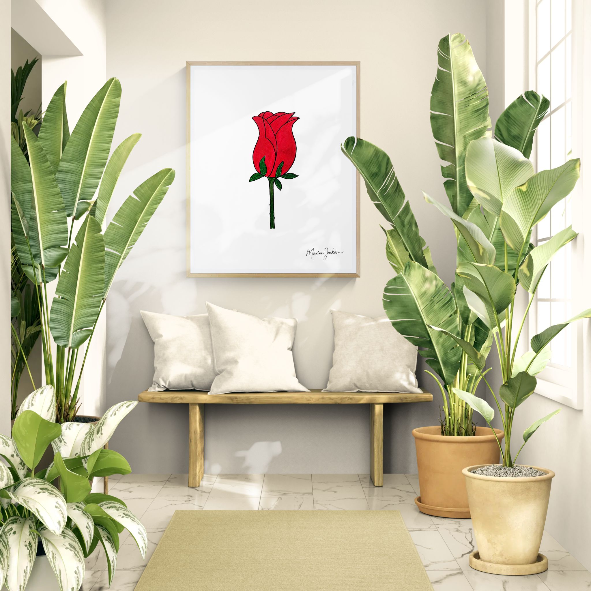 The Promise Rose – Original Hand-Drawn Acrylic Artwork - Digital Download