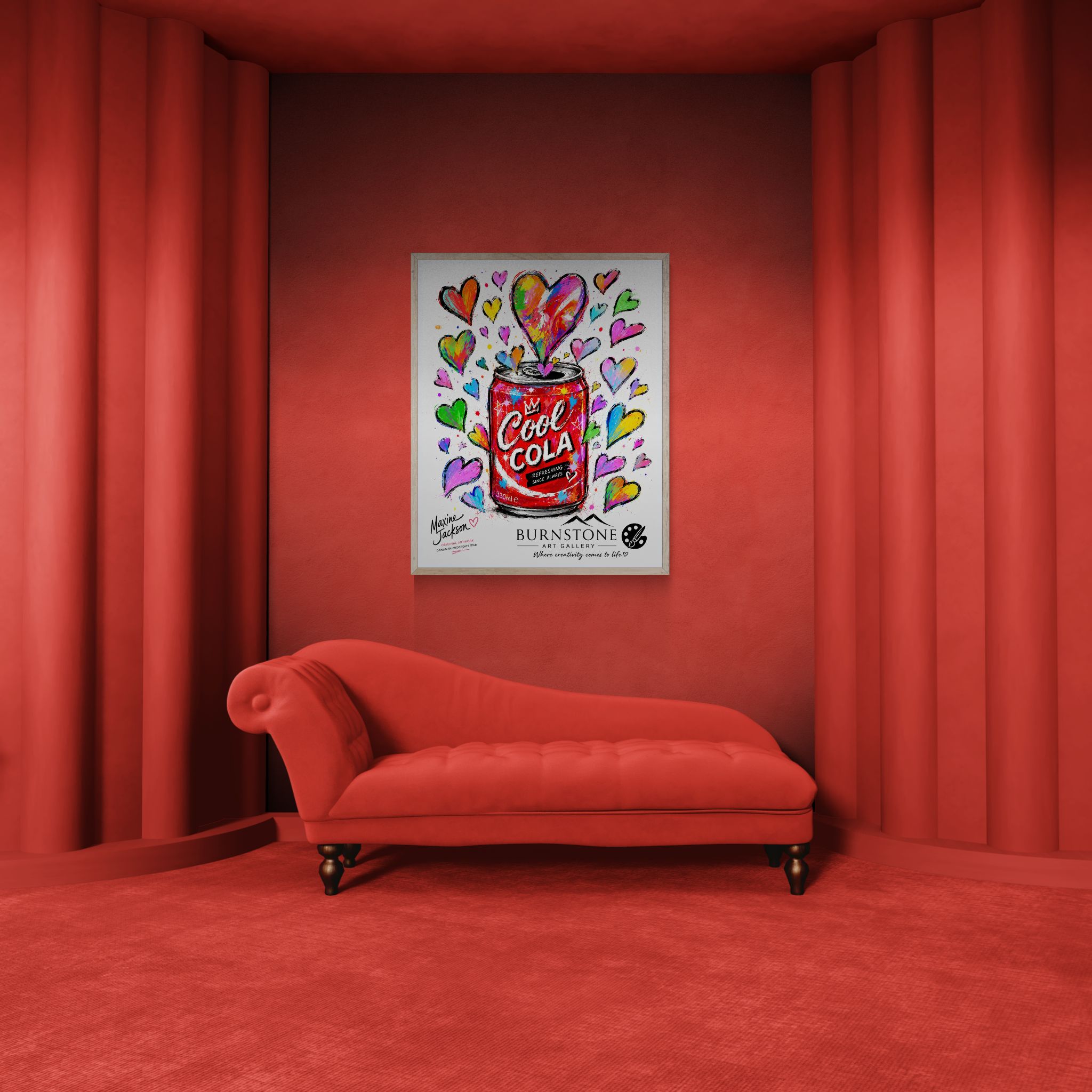 Cool Cola – Original Pop Art Digital Artwork | Colourful Hearts