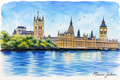 Westminster In Watercolours Digital Painting