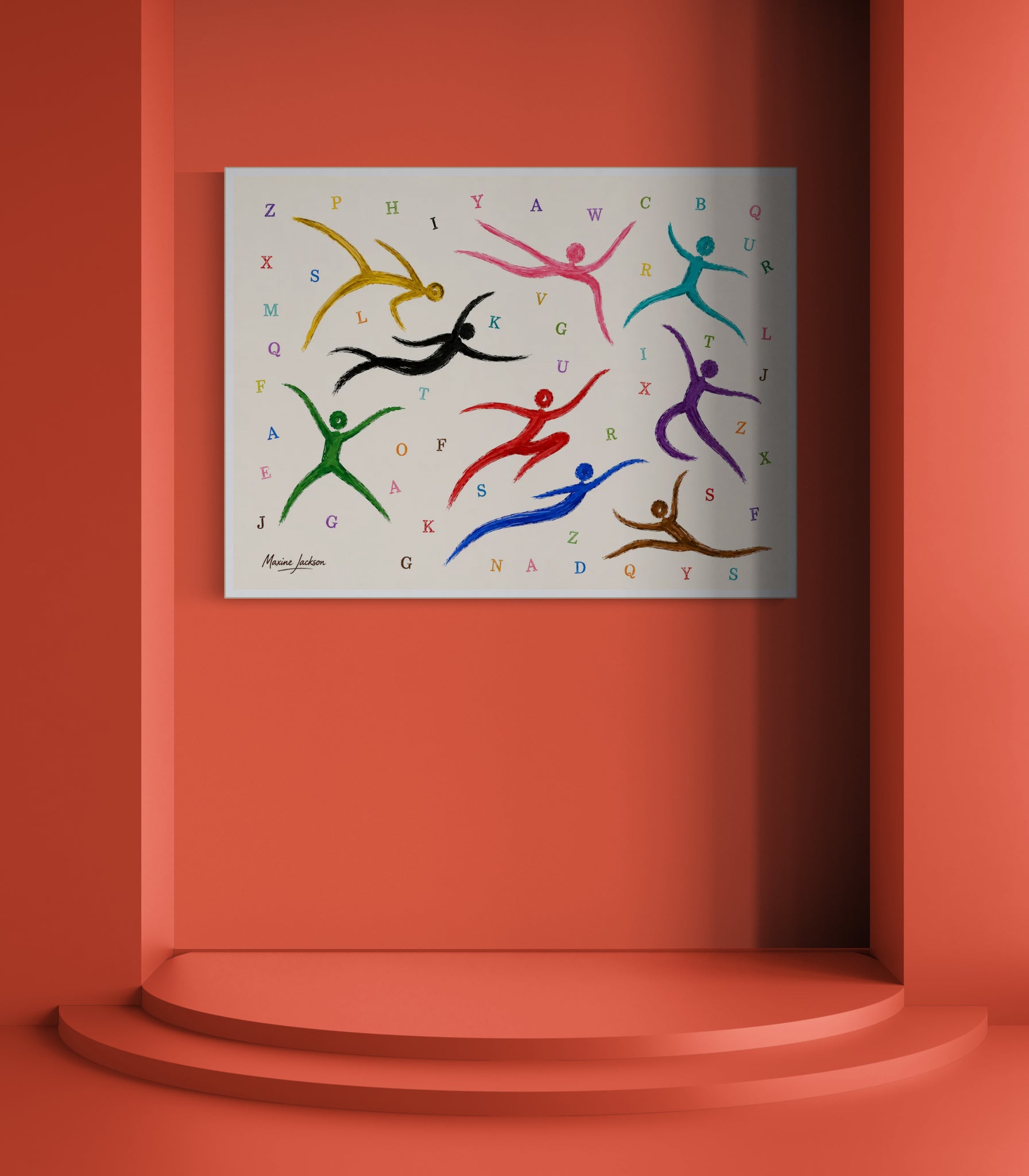 Alphabet in Motion – Colourful Abstract Figurative Art Print