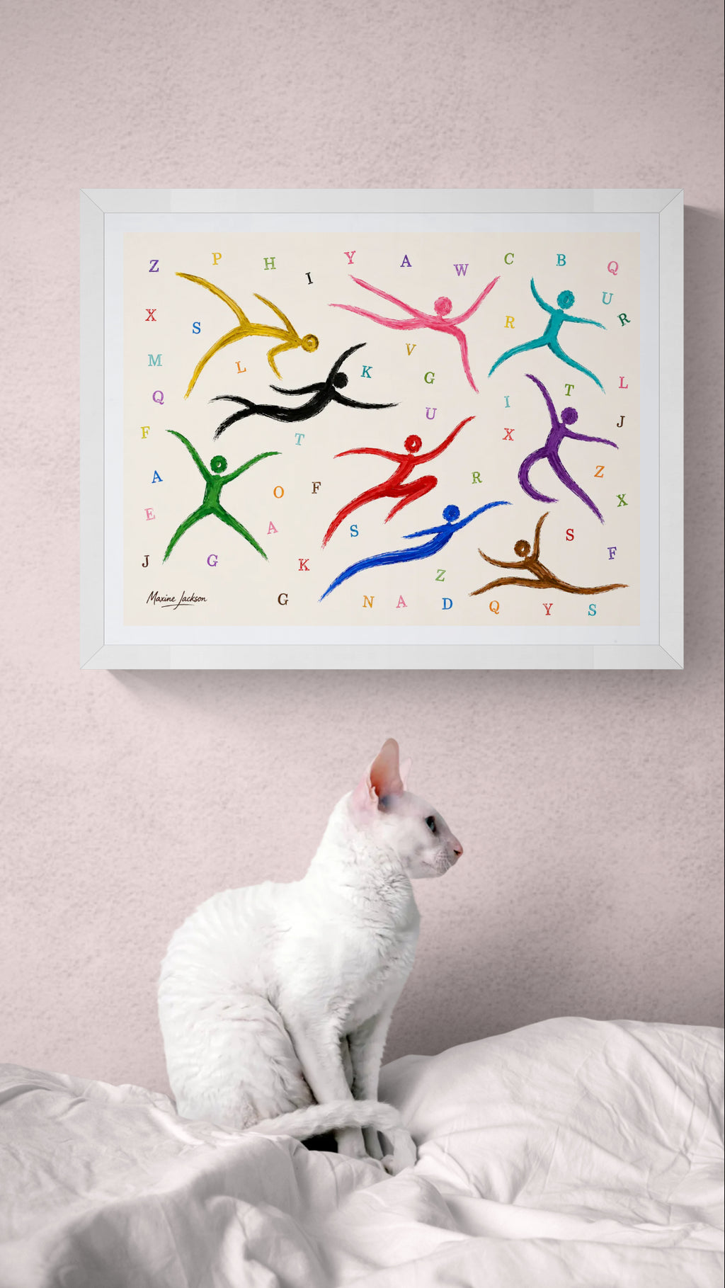 Alphabet in Motion – Colourful Abstract Figurative Art Print